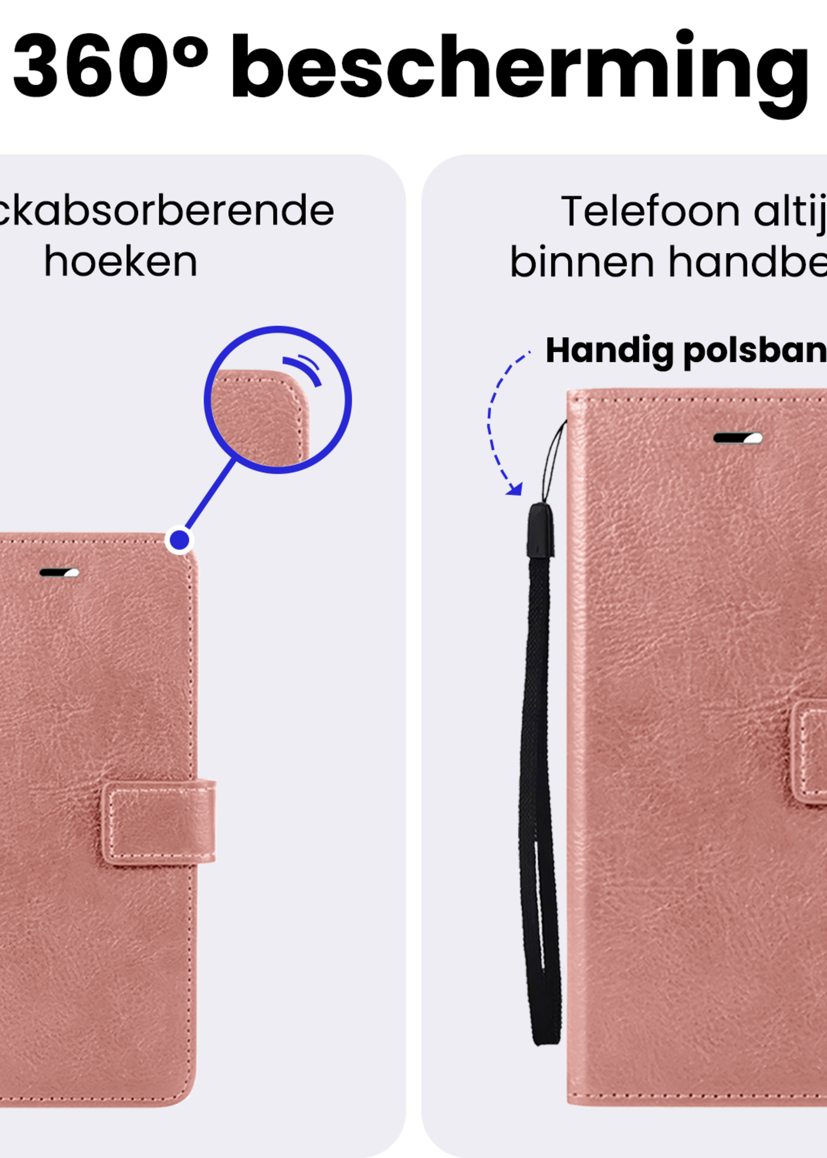 BTH BTH Samsung Galaxy A36 Hoesje Bookcase Met 2x Screenprotector - Rose Goud