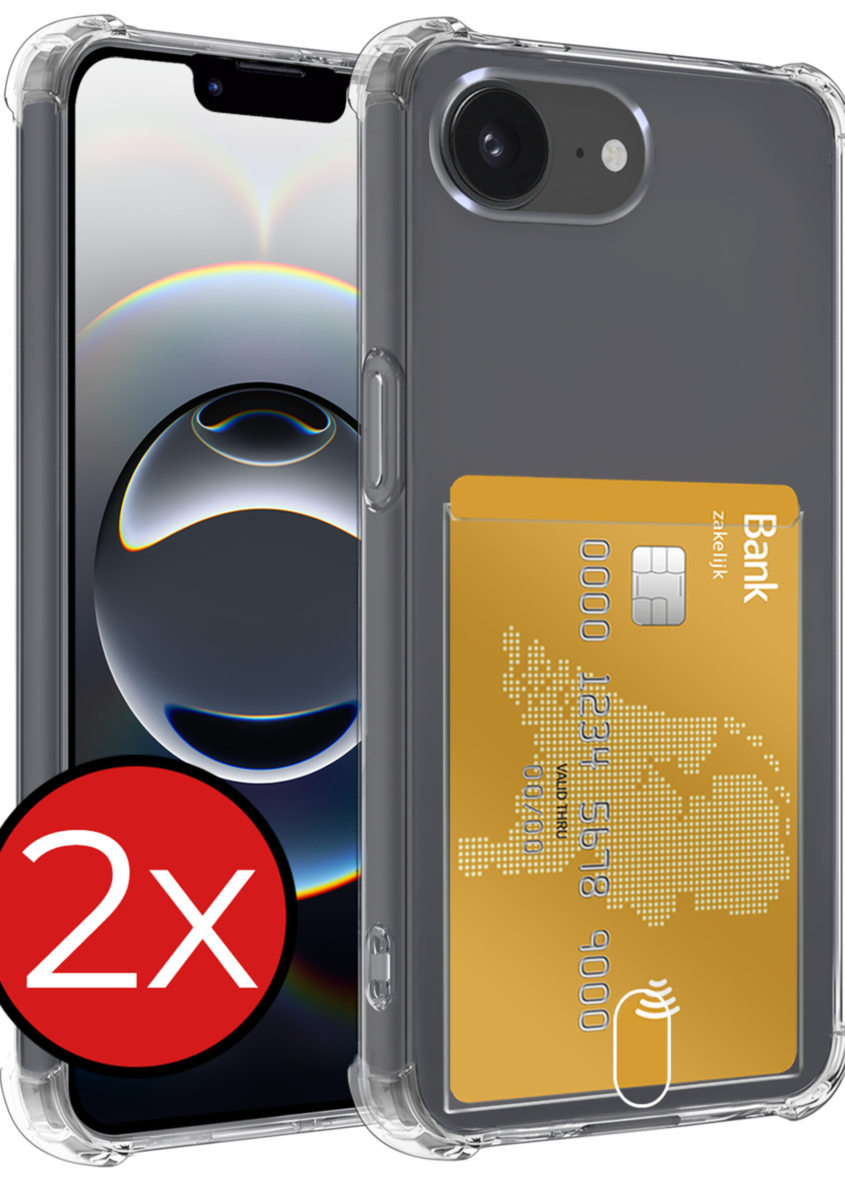 BTH BTH iPhone 16E Hoesje Pashouder - 2 PACK