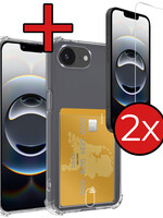 BTH BTH iPhone 16E Hoesje Pashouder Met 2x Screenprotector
