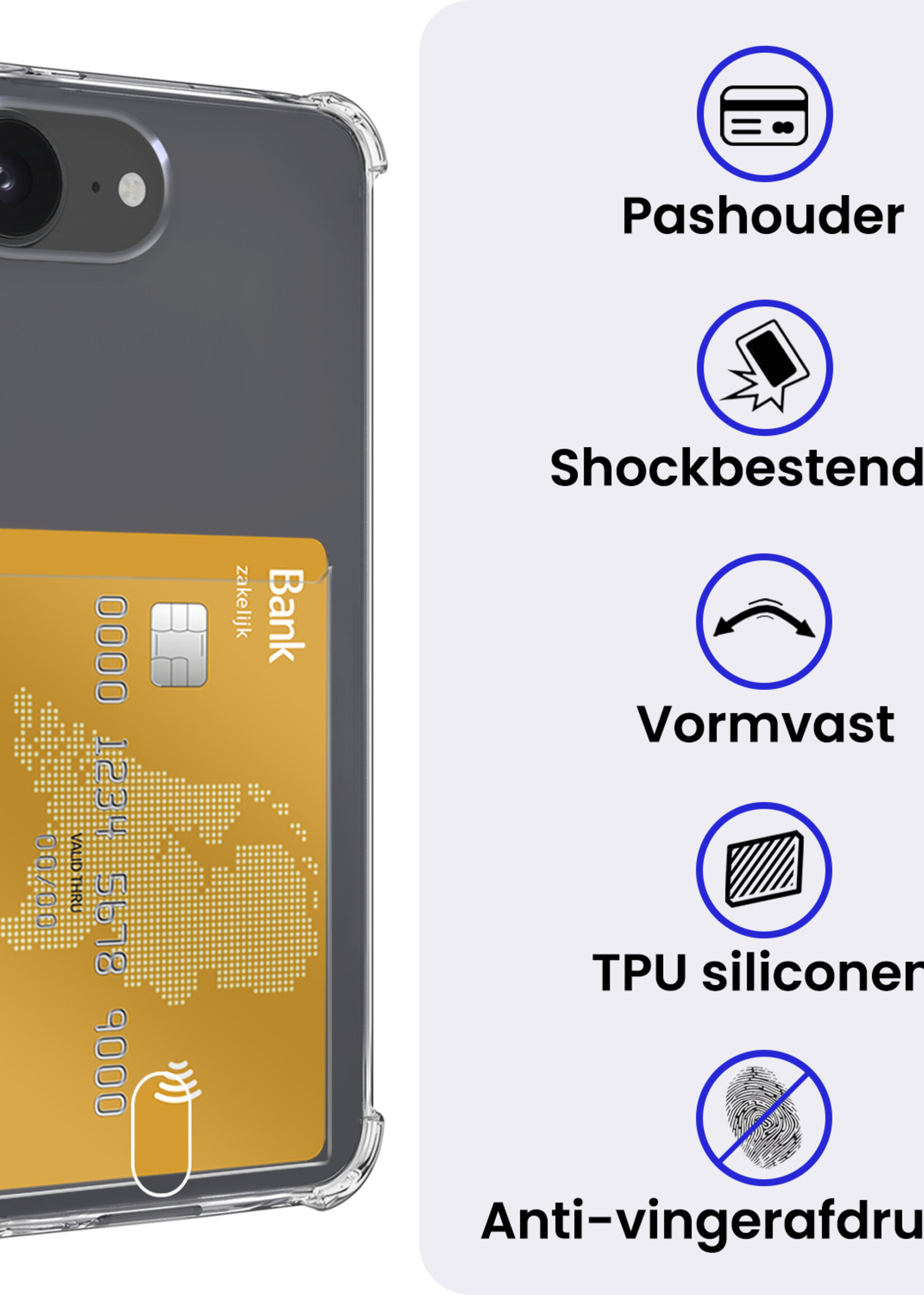 BTH BTH iPhone 16E Hoesje Pashouder Met 2x Screenprotector