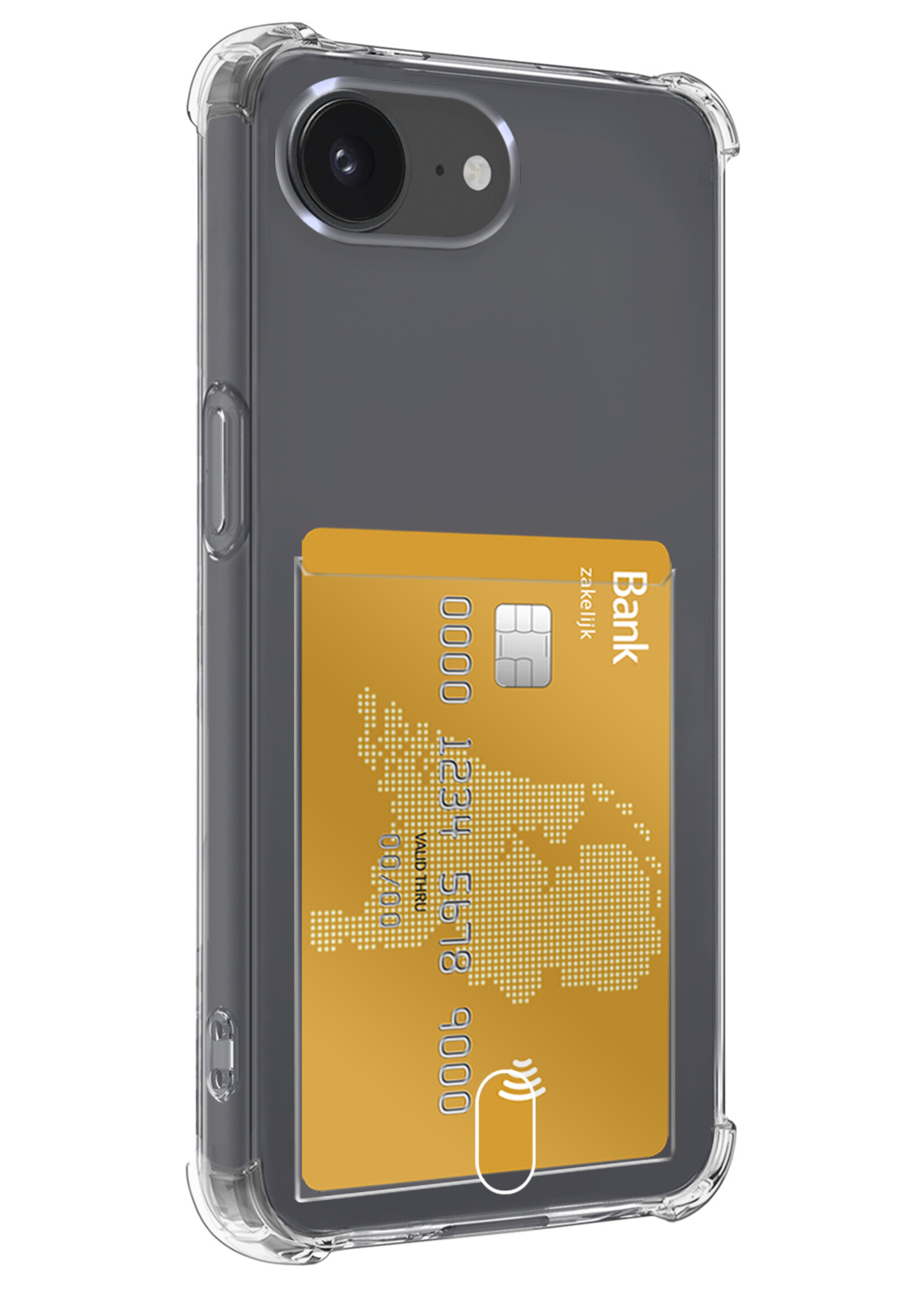 BTH BTH iPhone 16E Hoesje Pashouder Met 2x Screenprotector