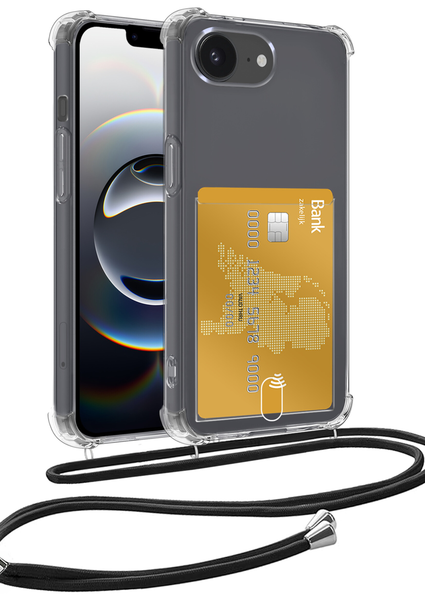 BTH BTH iPhone 16E Hoesje Pashouder met Koord