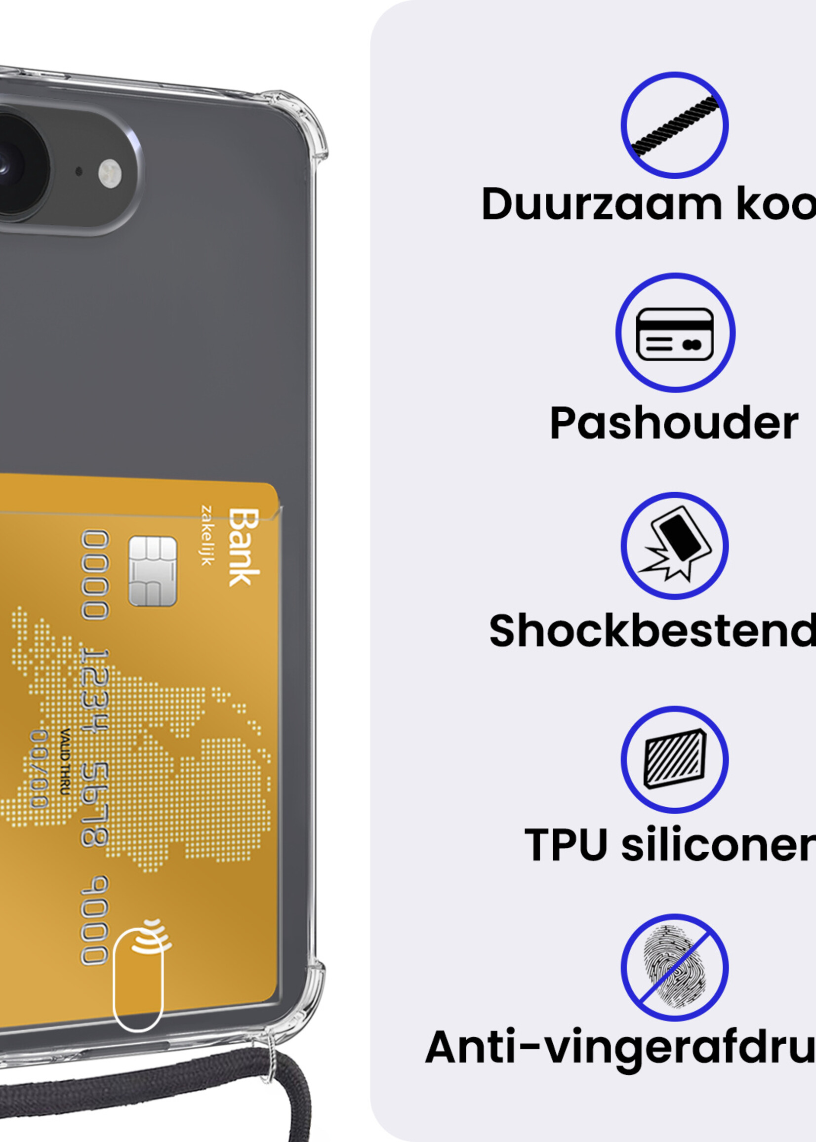 BTH BTH iPhone 16E Hoesje Pashouder met Koord