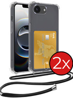 BTH BTH iPhone 16E Hoesje Pashouder met Koord - 2 PACK