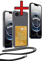 BTH BTH iPhone 16E Hoesje Pashouder met Koord Met Screenprotector