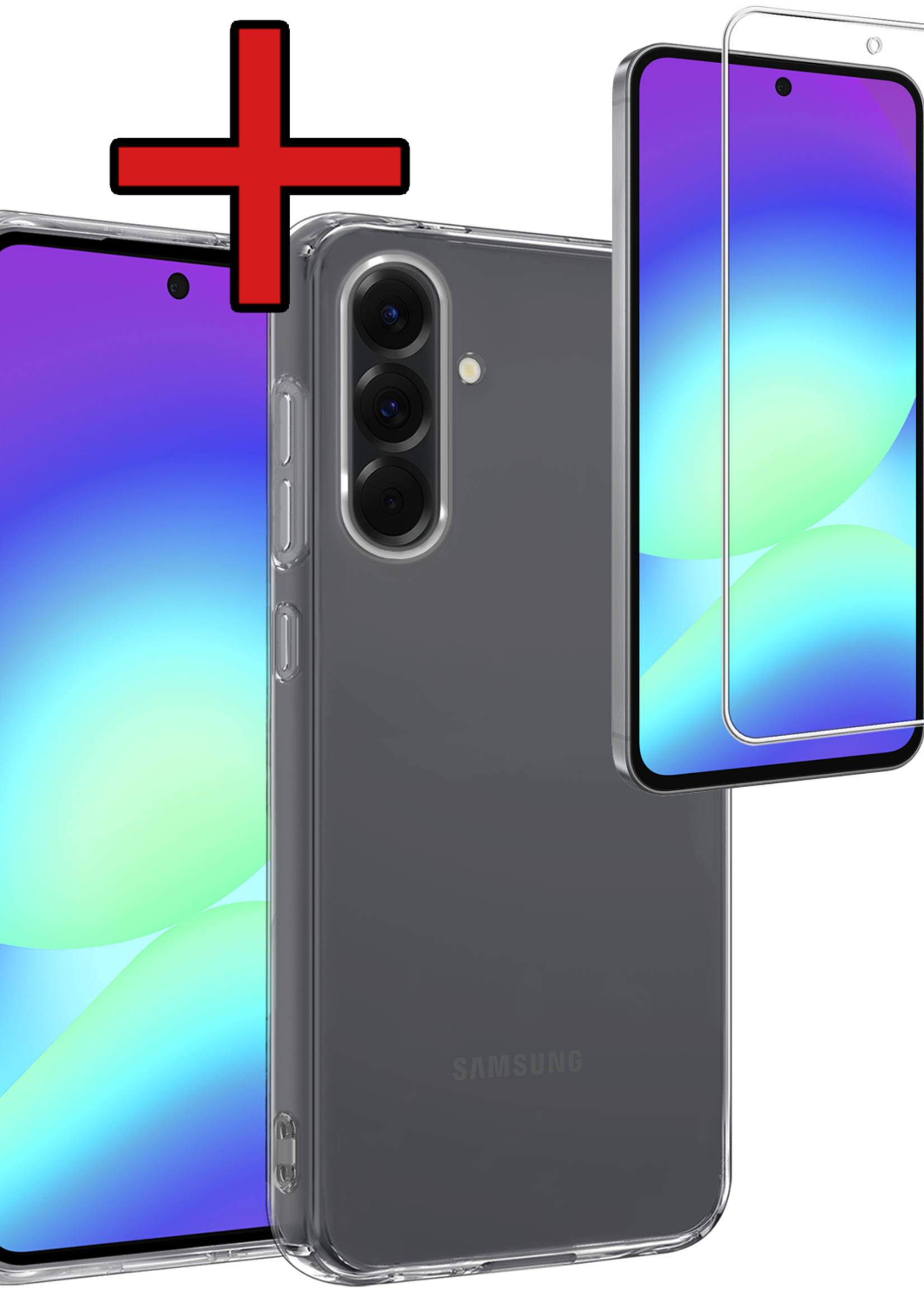 BTH BTH Samsung Galaxy A56 Hoesje Siliconen Met Screenprotector - Transparant