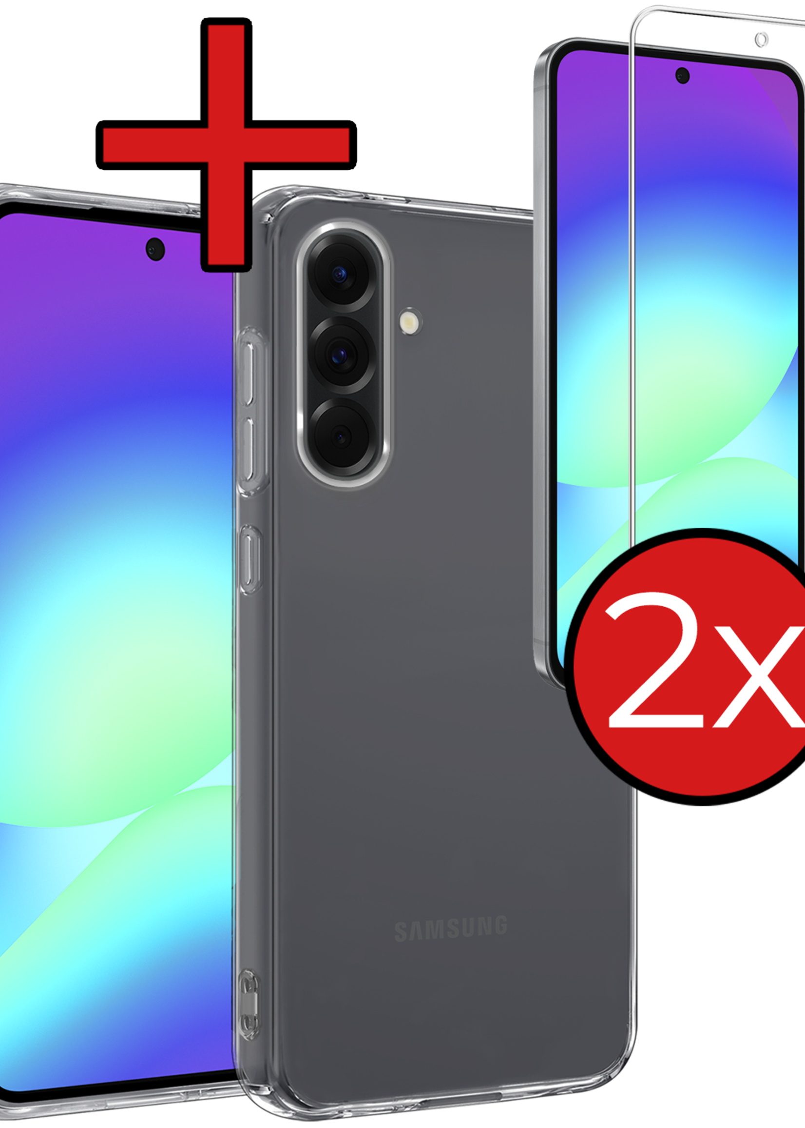 BTH BTH Samsung Galaxy A56 Hoesje Siliconen Met 2x Screenprotector - Transparant