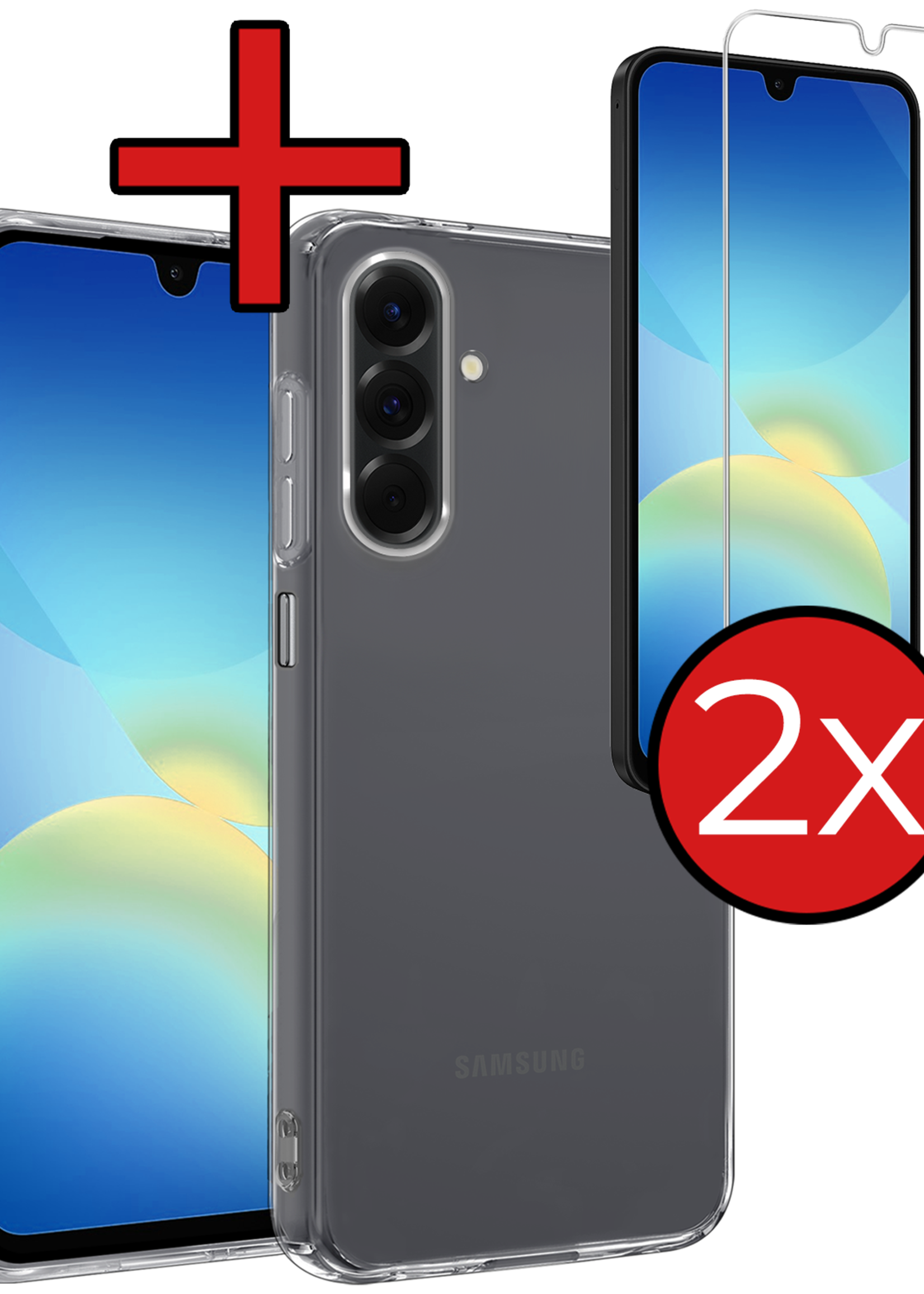 BTH BTH Samsung Galaxy A26 Hoesje Siliconen Met 2x Screenprotector - Transparant