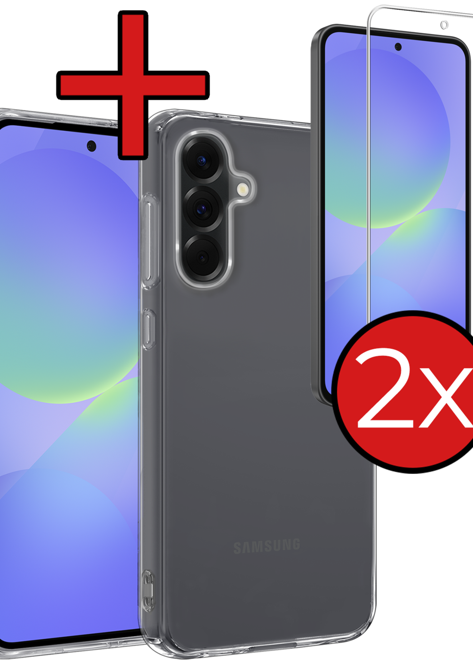 BTH BTH Samsung Galaxy A36 Hoesje Siliconen Met 2x Screenprotector - Transparant