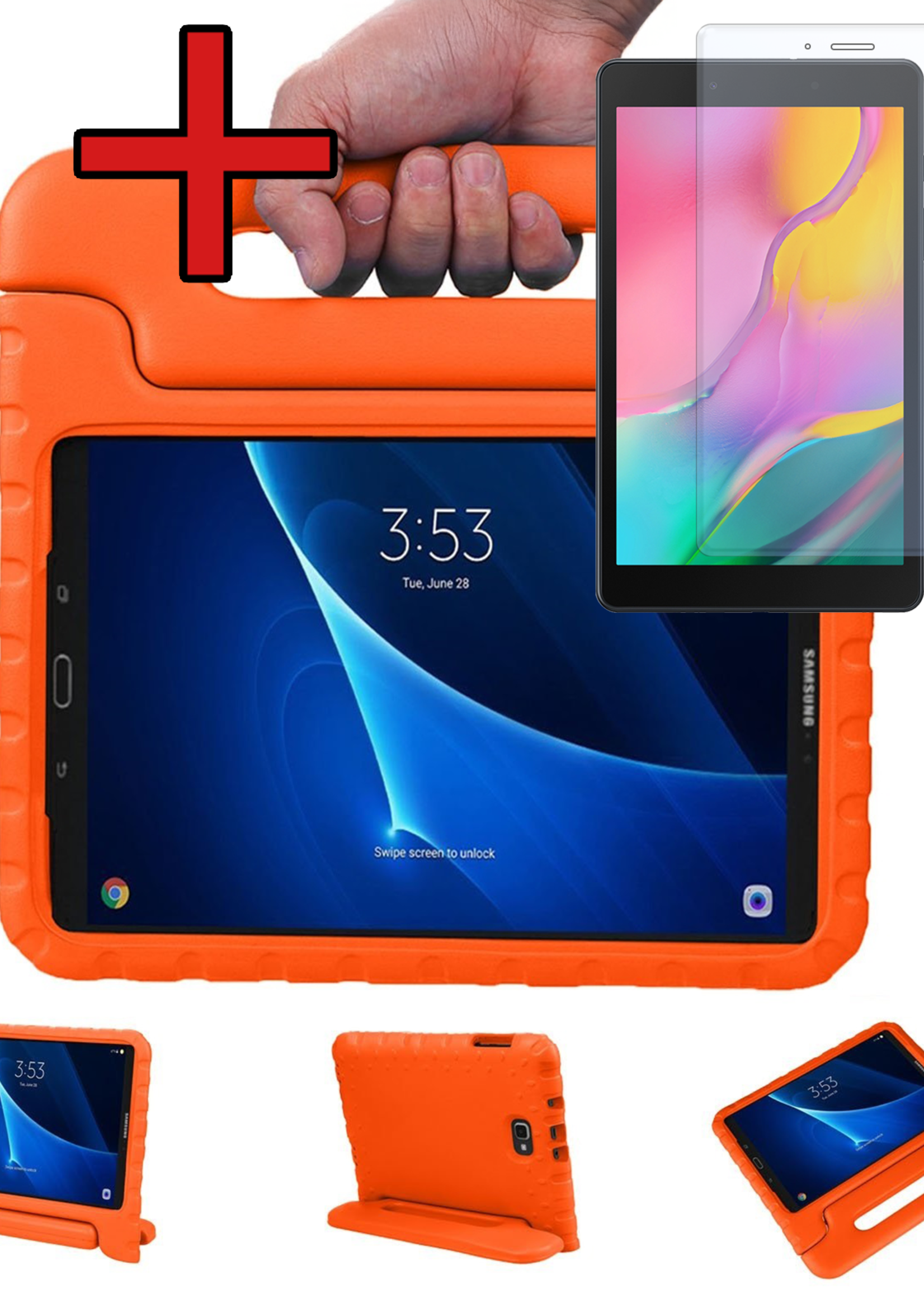 BTH BTH Samsung Galaxy Tab A 10.5 2018 Kinderhoes Met Screenprotector - Oranje