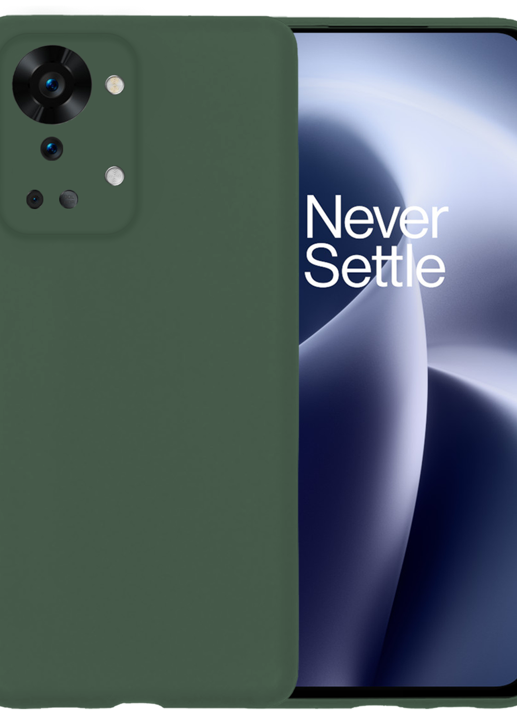 BTH BTH OnePlus Nord 2T Hoesje Siliconen - Donkergroen