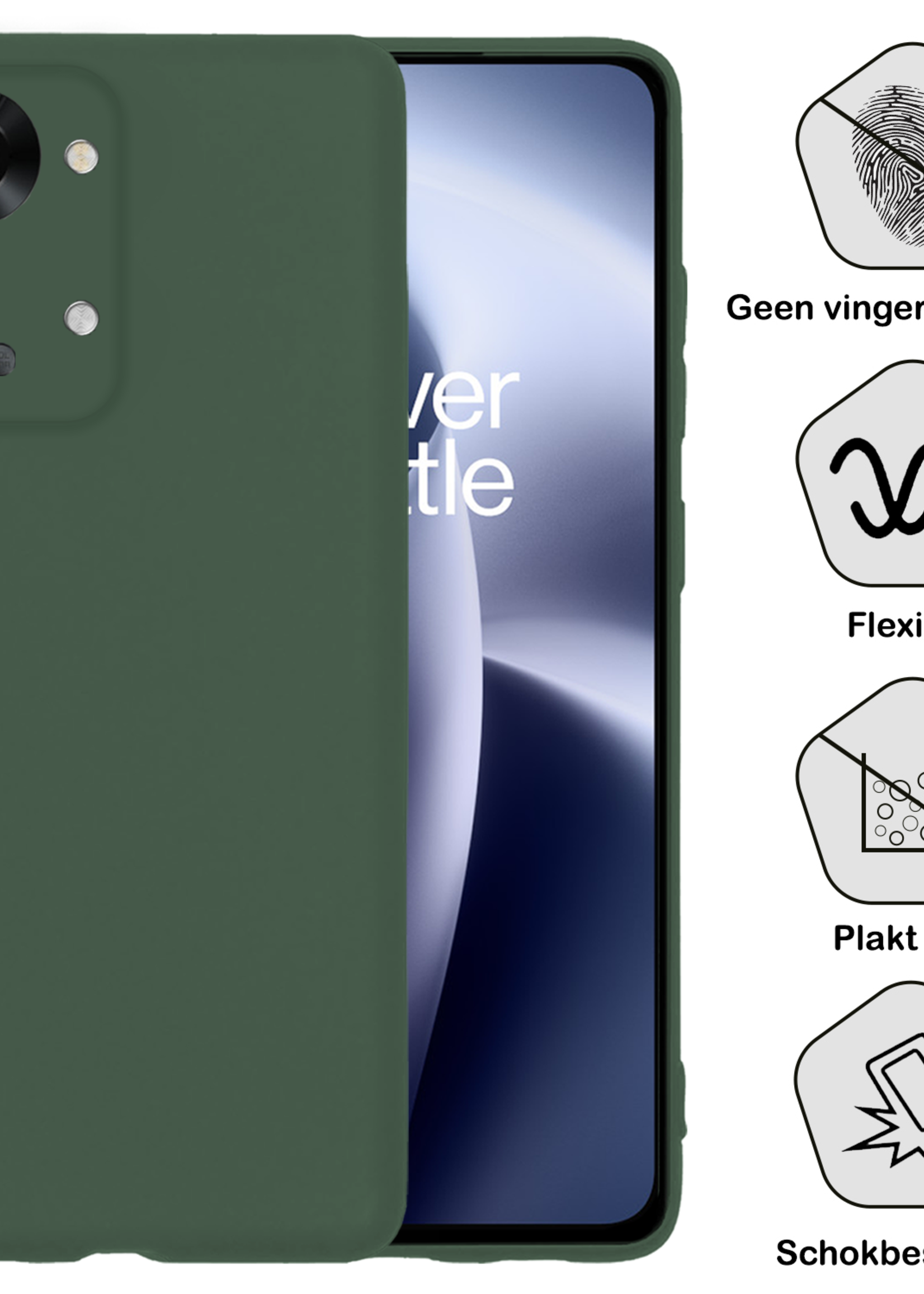 BTH BTH OnePlus Nord 2T Hoesje Siliconen - Donkergroen