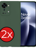 BTH BTH OnePlus Nord 2T Hoesje Siliconen - Donkergroen - 2 PACK