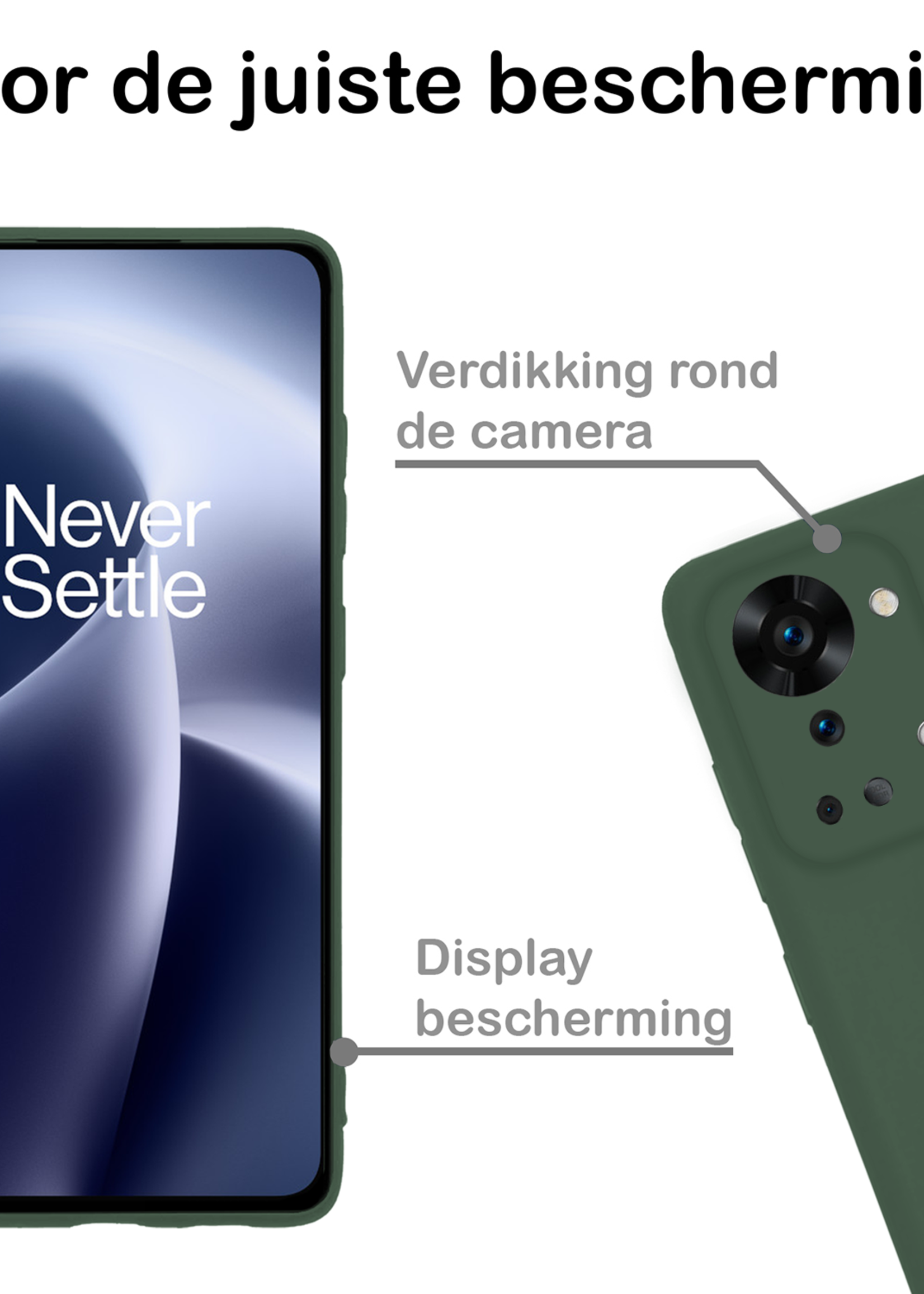 BTH BTH OnePlus Nord 2T Hoesje Siliconen - Donkergroen - 2 PACK
