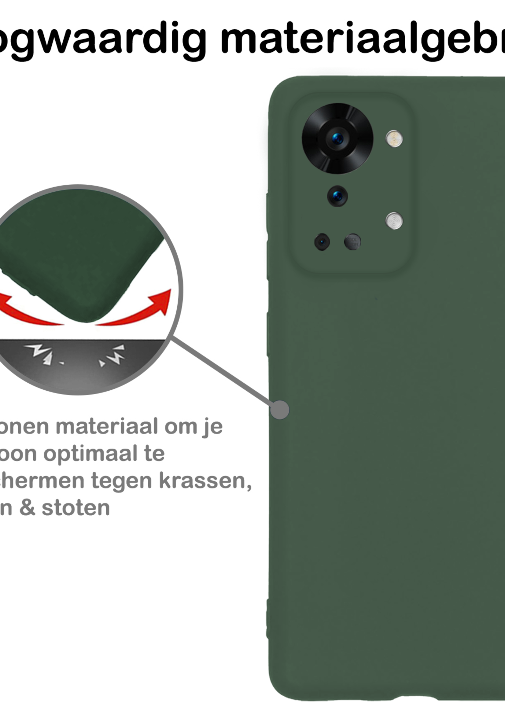 BTH BTH OnePlus Nord 2T Hoesje Siliconen - Donkergroen - 2 PACK