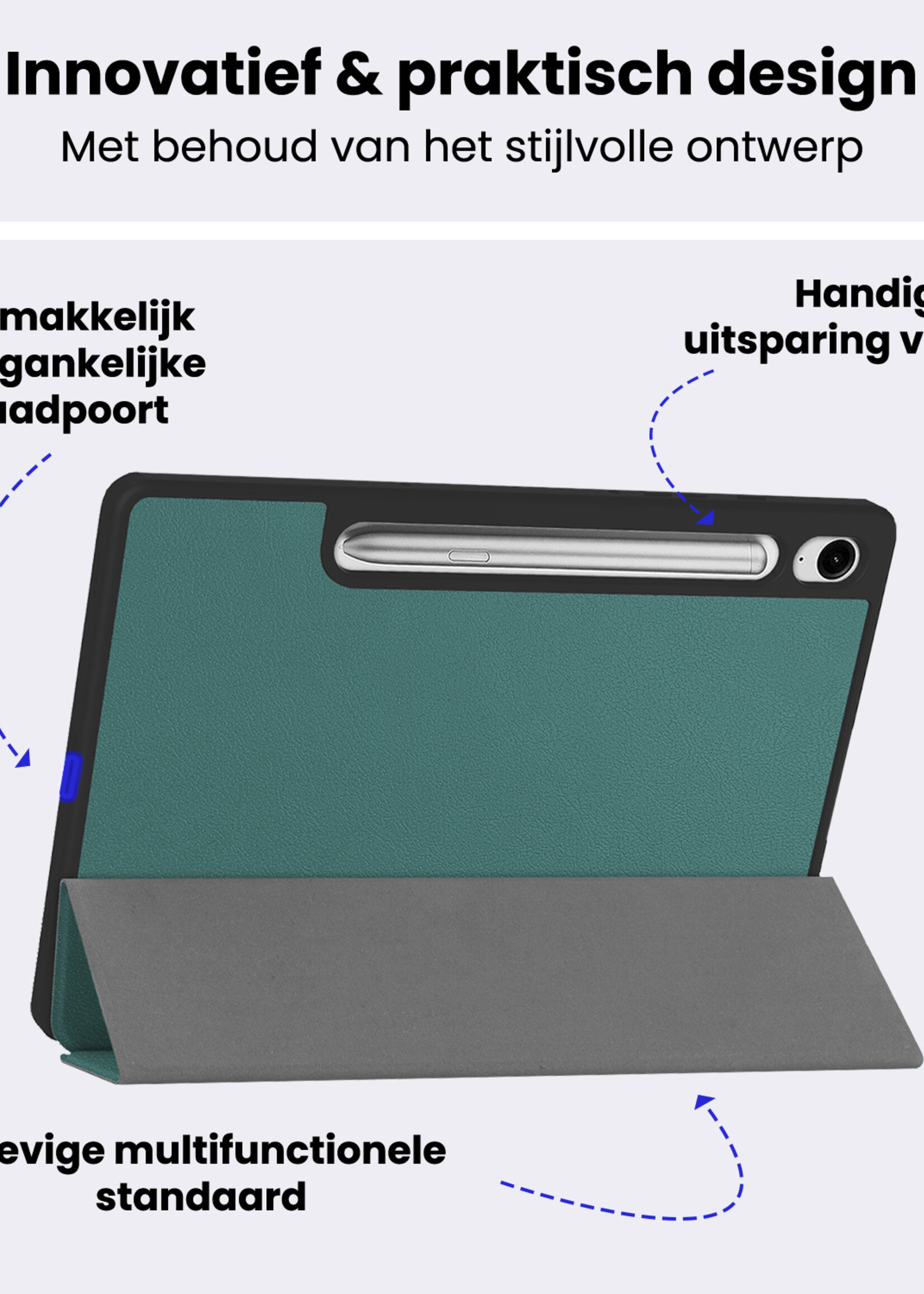 BTH BTH Samsung Galaxy Tab S10 FE Hoesje Met Uitsparing S Pen - Donkergroen