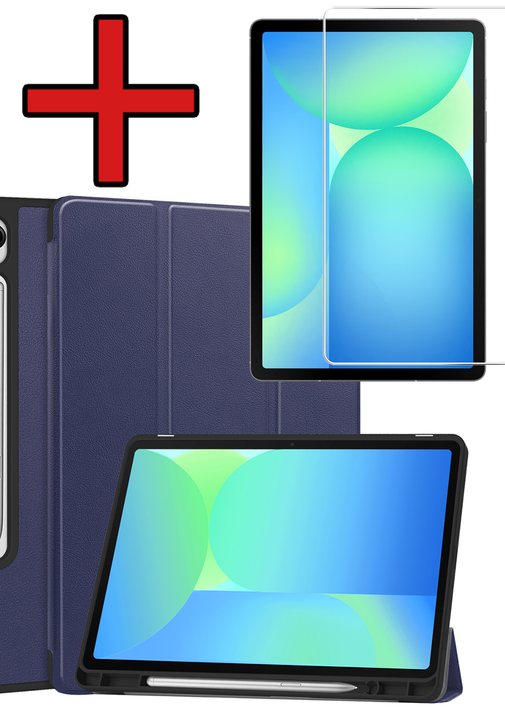 BTH BTH Samsung Galaxy Tab S10 FE Hoesje Met Uitsparing S Pen Met Screenprotector - Donkerblauw