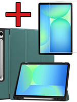 BTH BTH Samsung Galaxy Tab S10 FE Hoesje Met Uitsparing S Pen Met Screenprotector - Donkergroen
