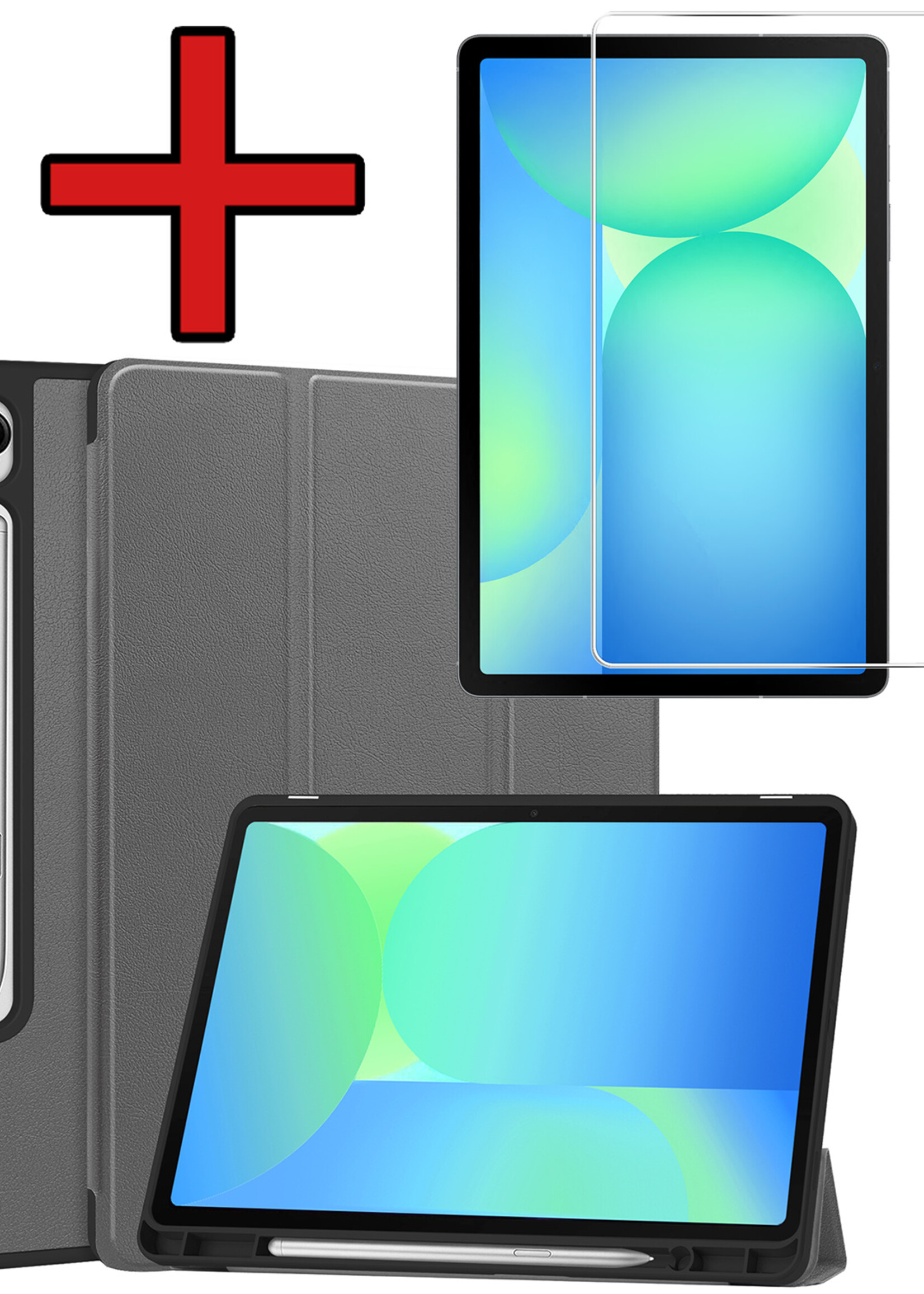 BTH BTH Samsung Galaxy Tab S10 FE Hoesje Met Uitsparing S Pen Met Screenprotector - Grijs
