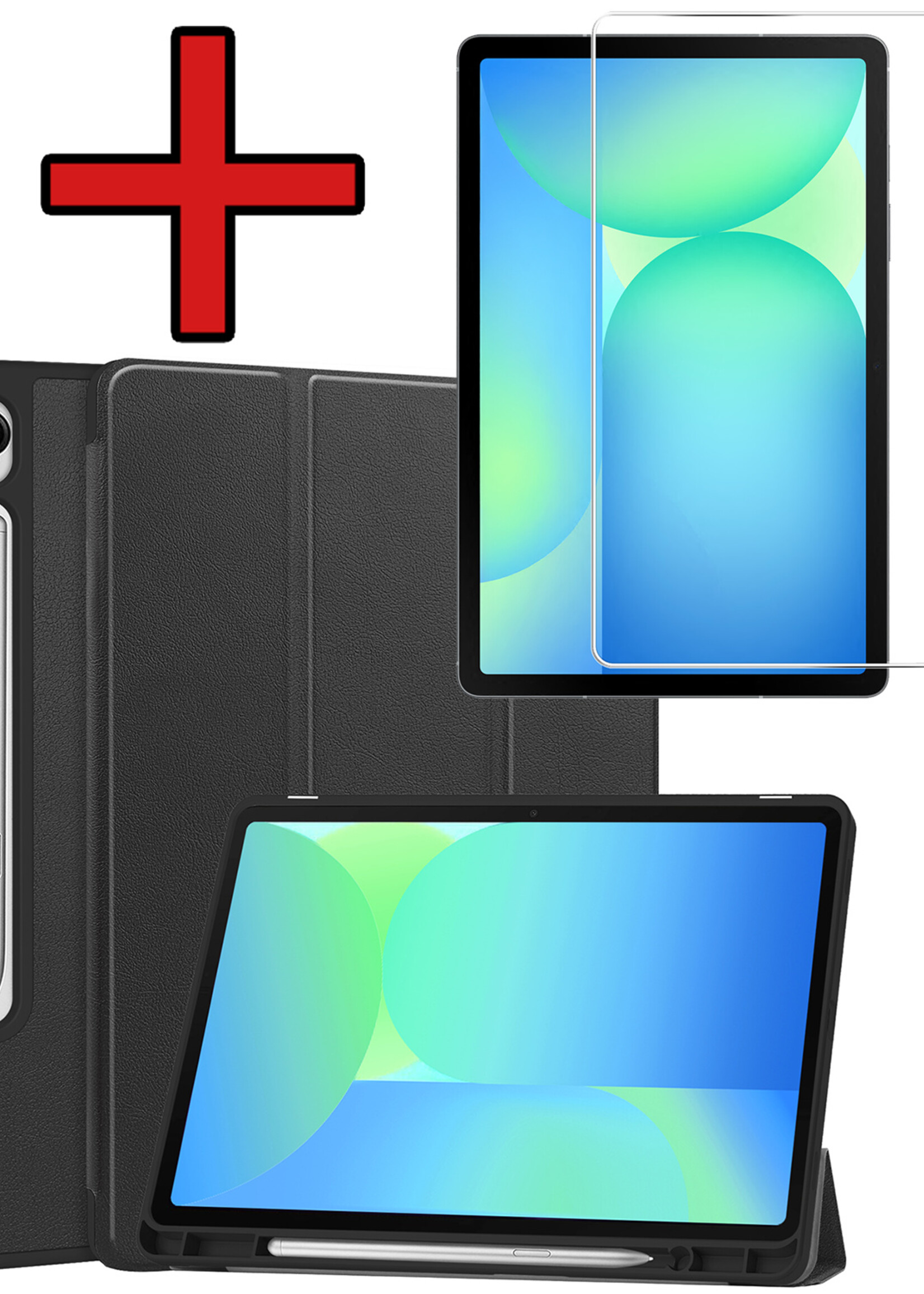 BTH BTH Samsung Galaxy Tab S10 FE Hoesje Met Uitsparing S Pen Met Screenprotector - Zwart
