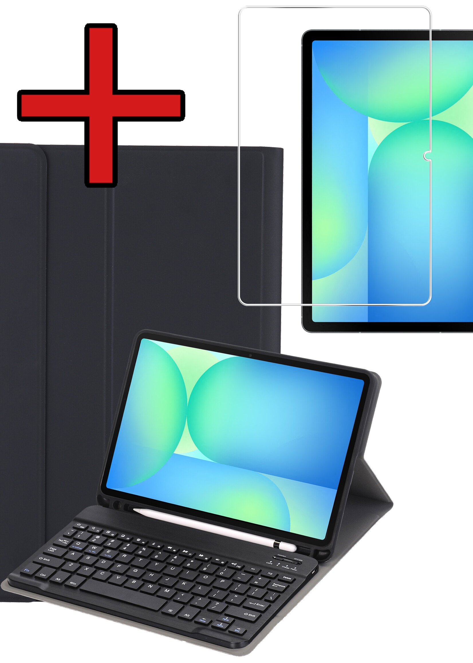 BTH BTH Samsung Galaxy Tab S10 FE Toetsenbordhoes Met Screenprotector - Zwart