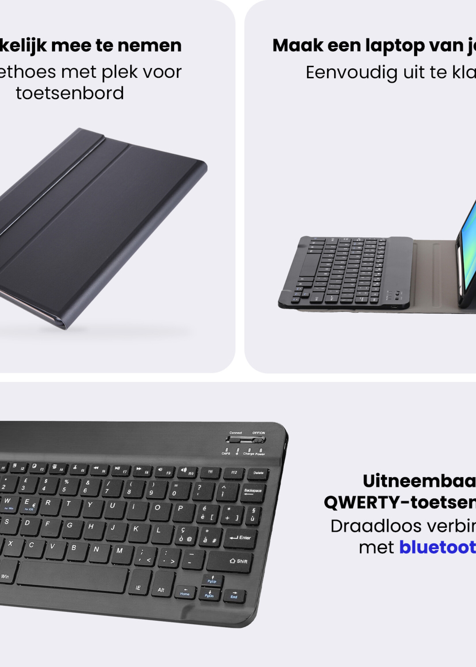 BTH BTH Samsung Galaxy Tab S10 FE Toetsenbordhoes Met Screenprotector - Zwart