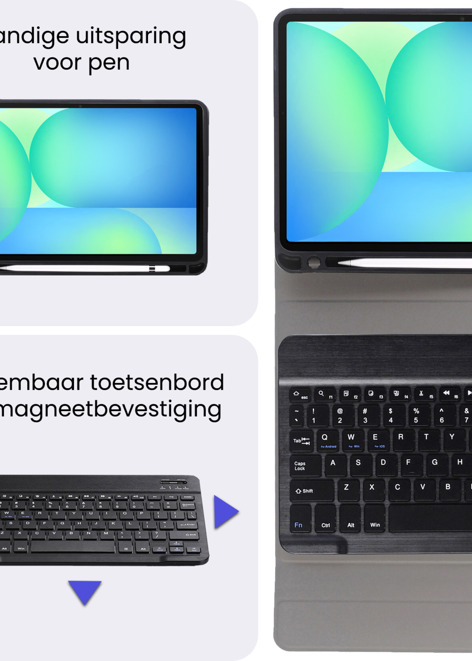 BTH BTH Samsung Galaxy Tab S10 FE Toetsenbordhoes Met Screenprotector - Zwart