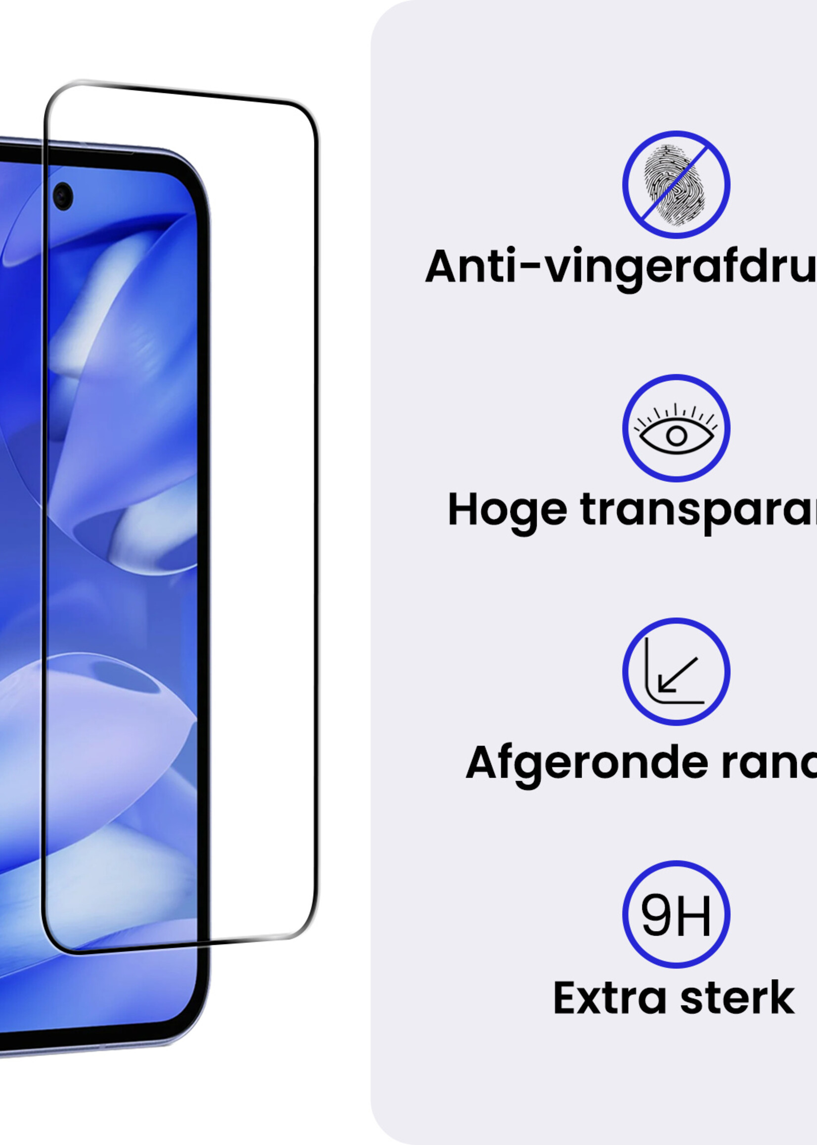 BTH BTH Google Pixel 9a Screenprotector Glas Full Cover - 2 PACK