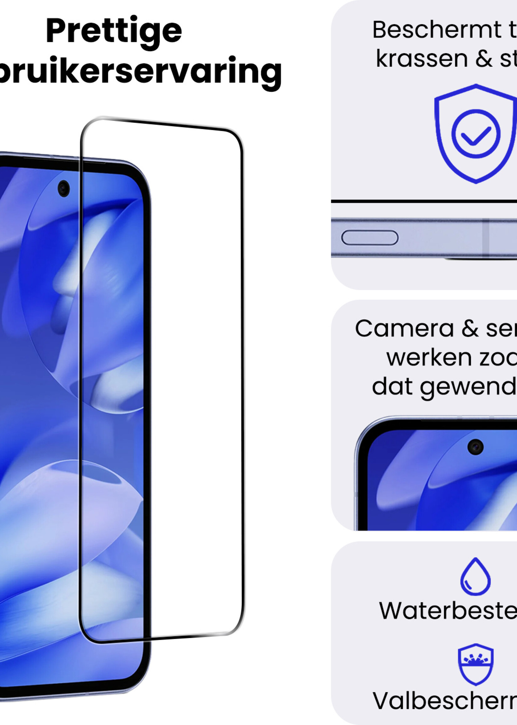 BTH BTH Google Pixel 9a Screenprotector Glas Full Cover - 3 PACK