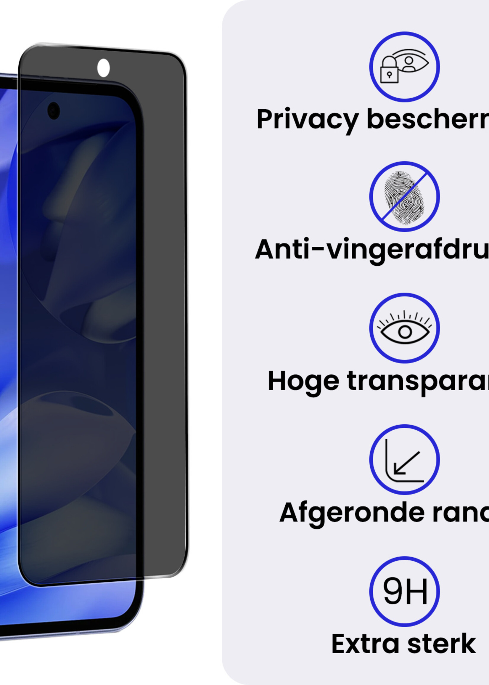 BTH BTH Google Pixel 9a Screenprotector Glas Privacy - 3 PACK