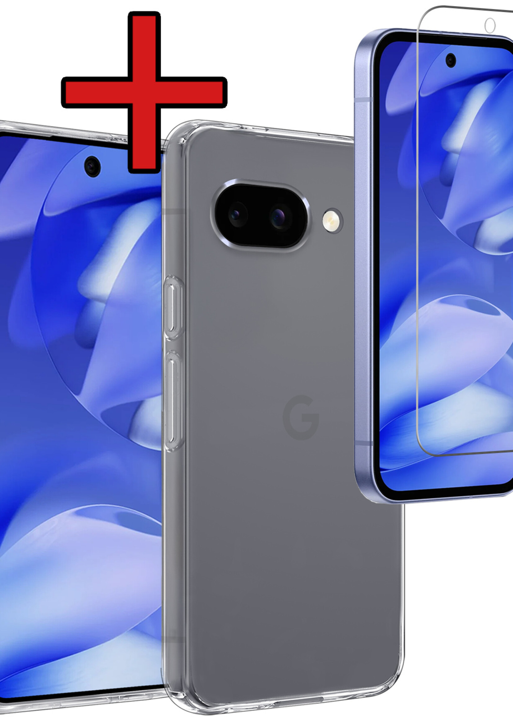 BTH BTH Google Pixel 9a Hoesje Siliconen Met Screenprotector - Transparant