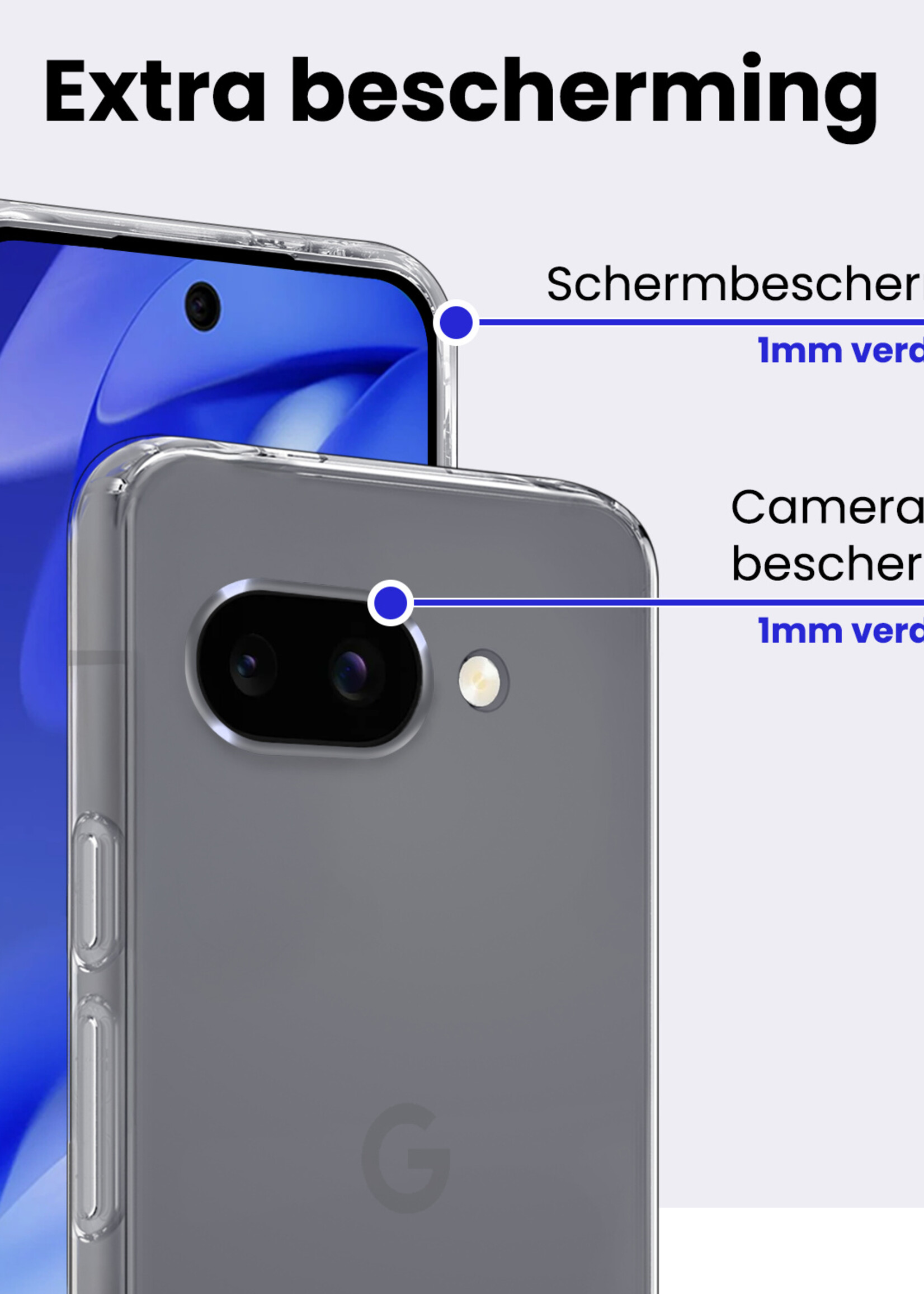 BTH BTH Google Pixel 9a Hoesje Siliconen Met Screenprotector - Transparant