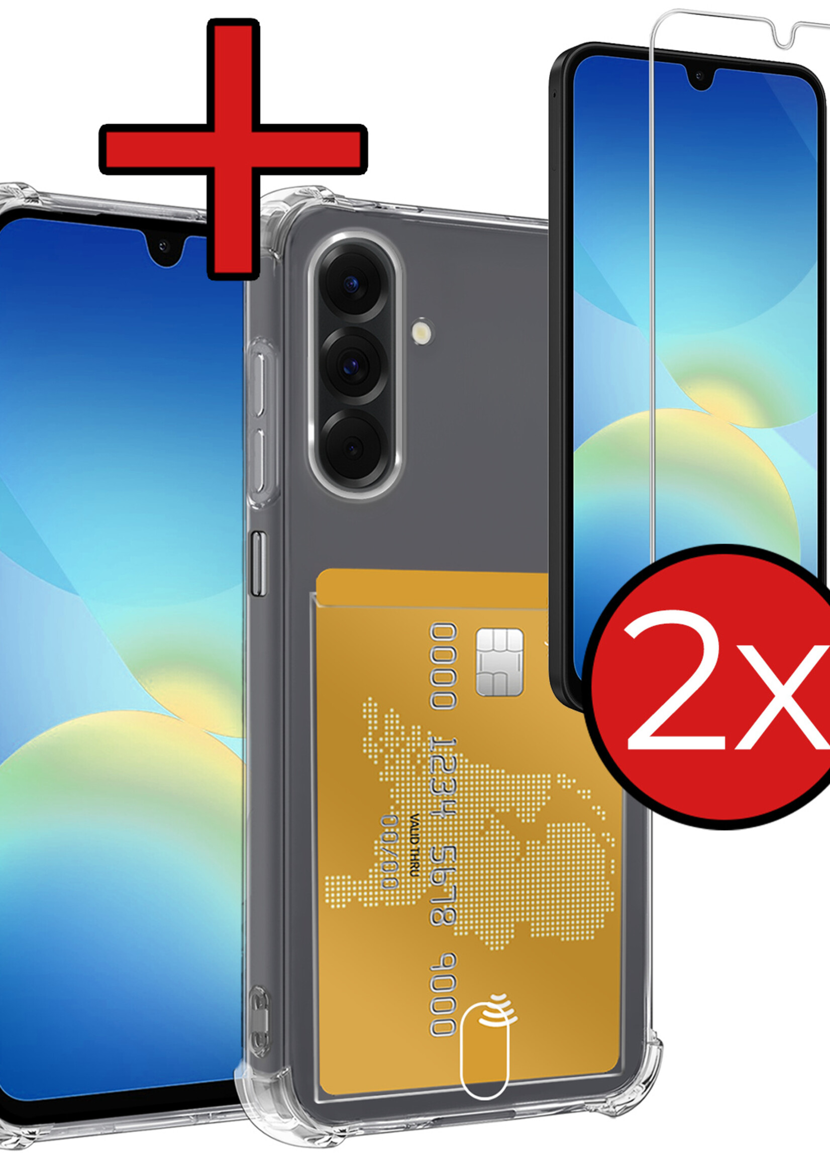BTH BTH Samsung Galaxy A26 Hoesje Pashouder Met 2x Screenprotector