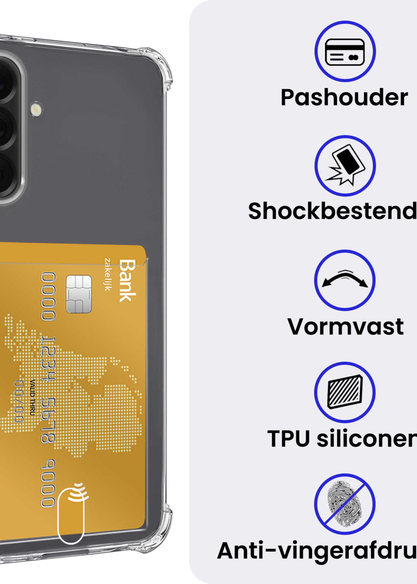 BTH BTH Samsung Galaxy A26 Hoesje Pashouder Met 2x Screenprotector