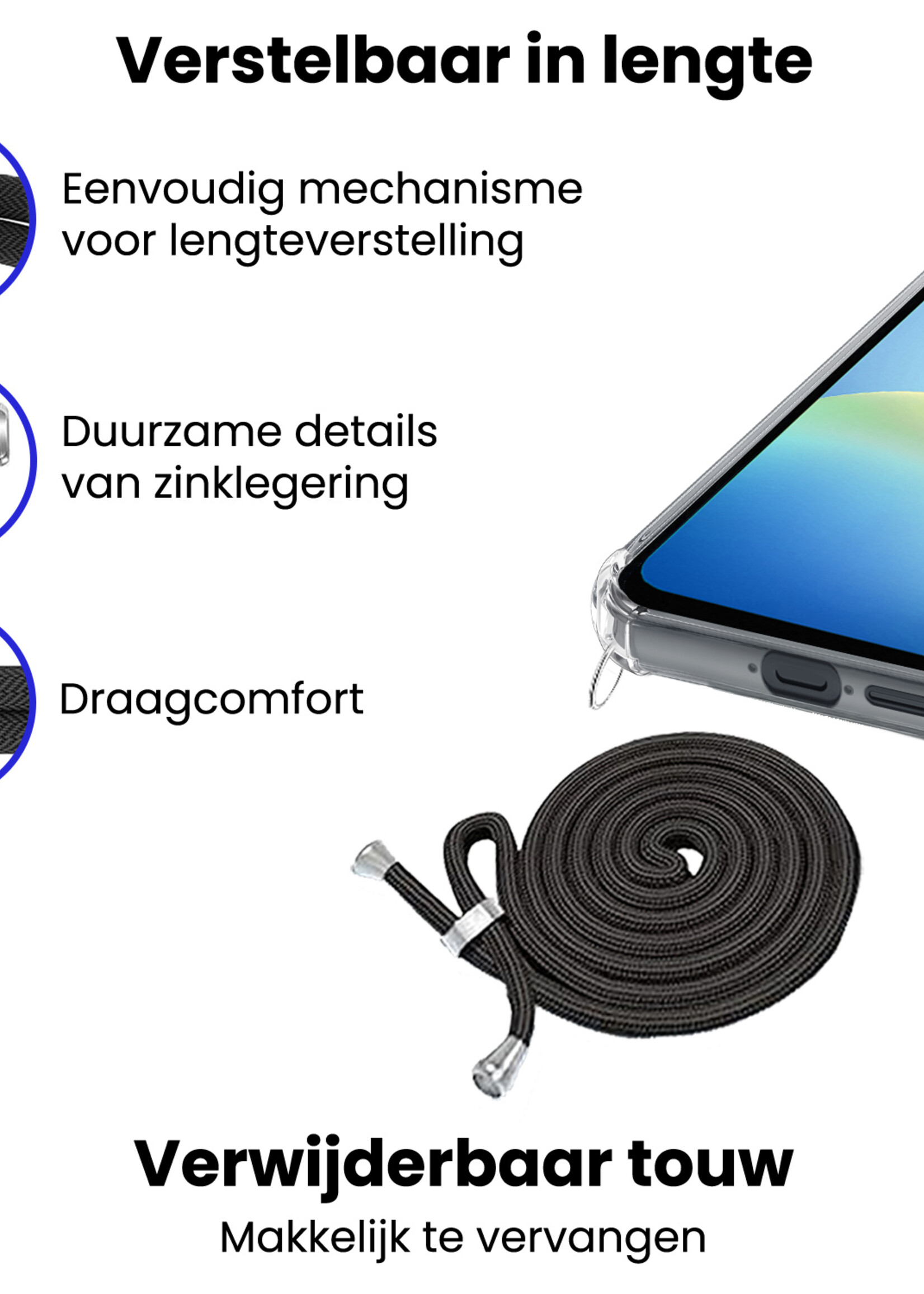 BTH BTH Samsung Galaxy A26 Hoesje Transparant Shockproof Met Zwart Koord