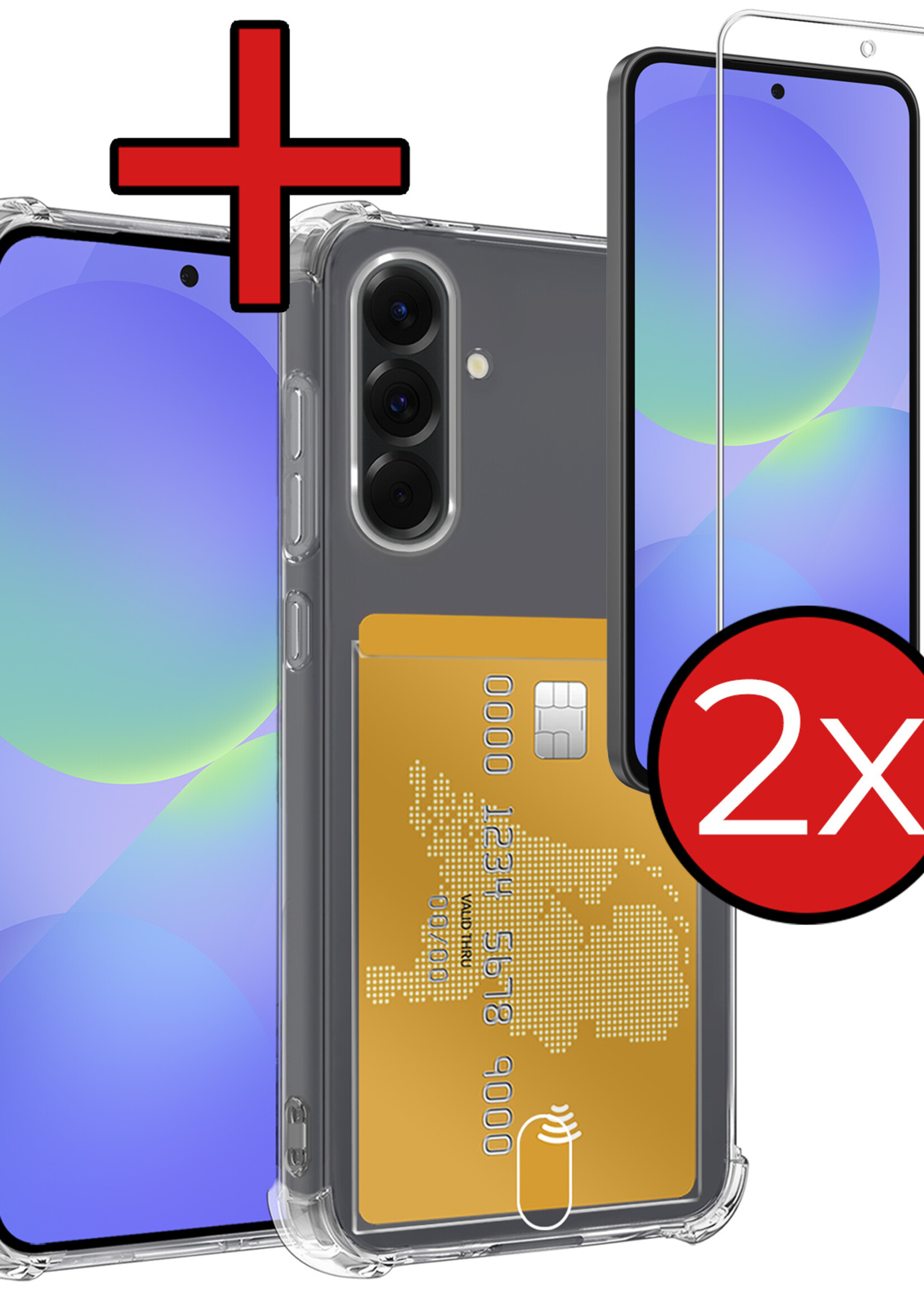 BTH BTH Samsung Galaxy A36 Hoesje Pashouder Met 2x Screenprotector