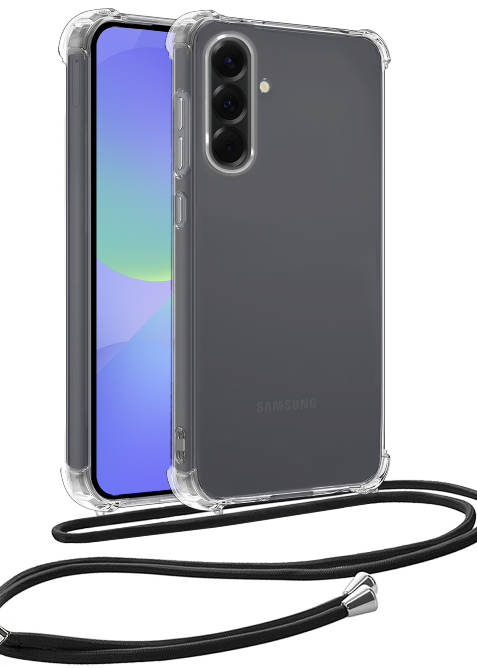 BTH BTH Samsung Galaxy A36 Hoesje Transparant Shockproof Met Zwart Koord