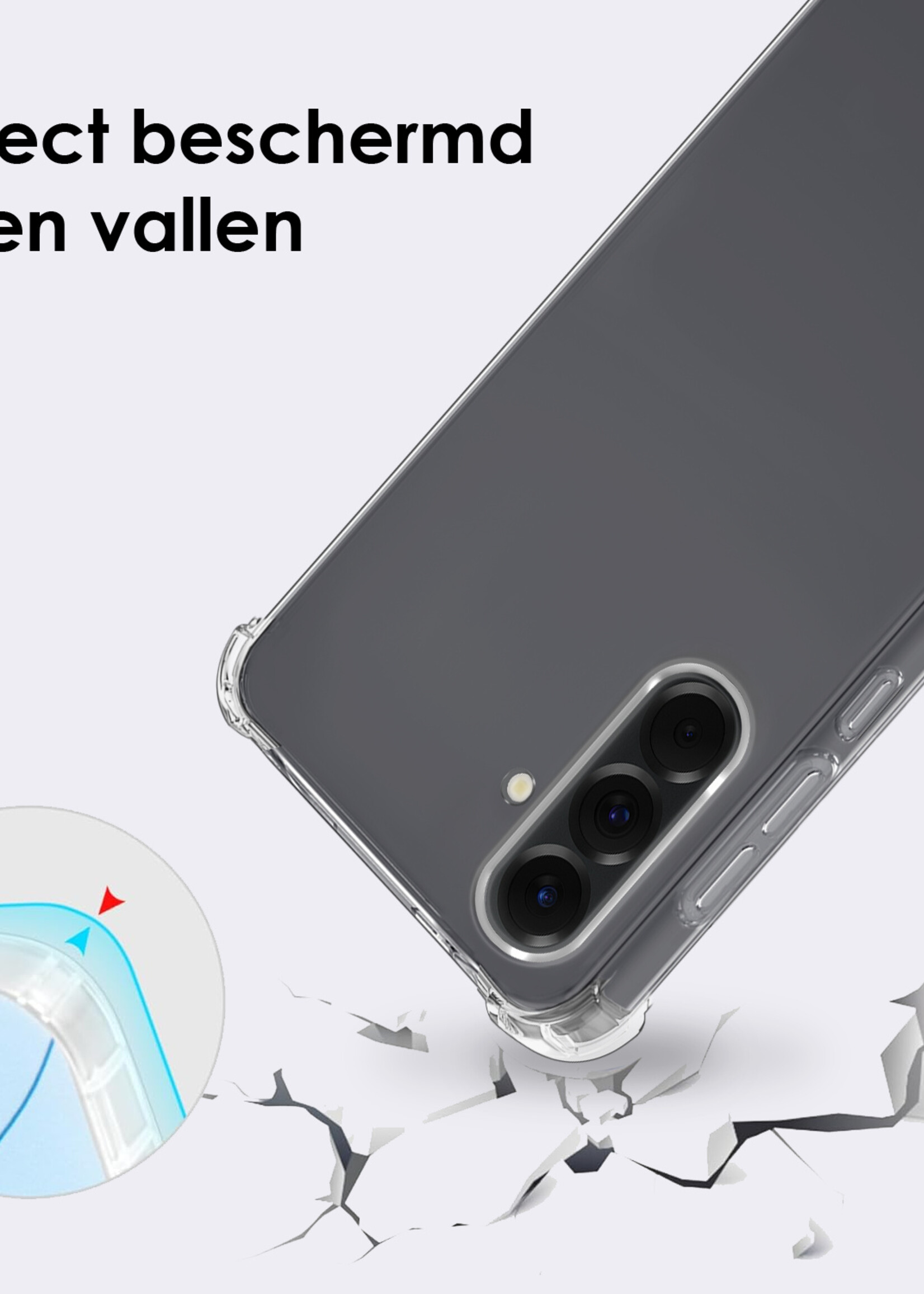 BTH BTH Samsung Galaxy A36 Hoesje Transparant Shockproof Met Zwart Koord