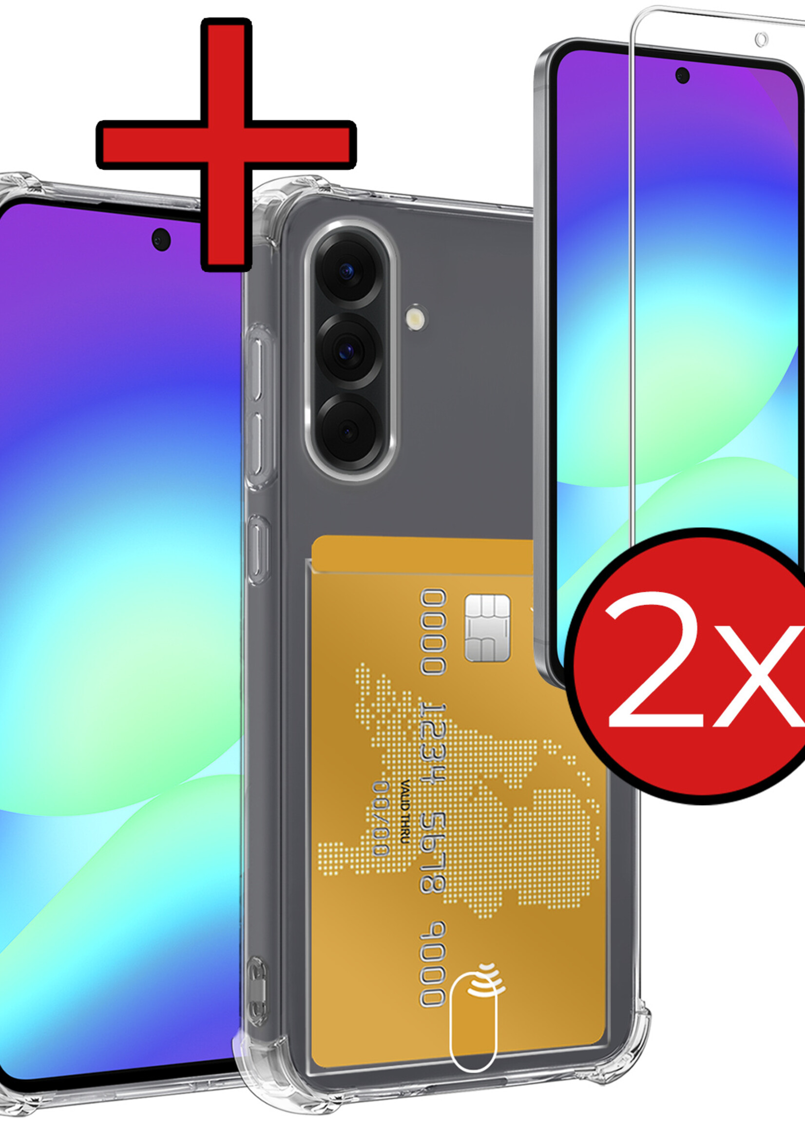 BTH BTH Samsung Galaxy A56 Hoesje Pashouder Met 2x Screenprotector