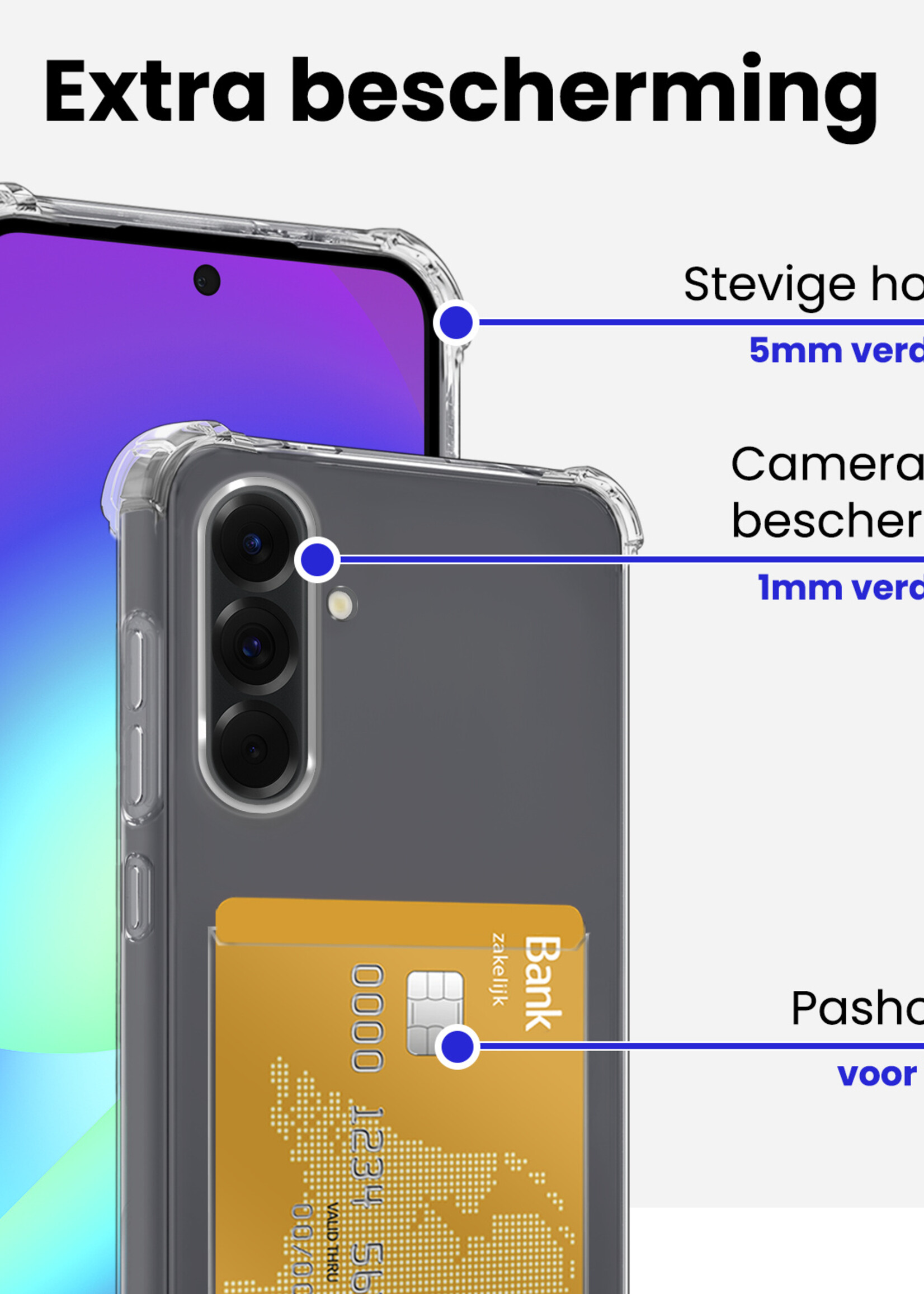 BTH BTH Samsung Galaxy A56 Hoesje Pashouder Met 2x Screenprotector
