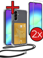 BTH BTH Samsung Galaxy A56 Hoesje Pashouder met Koord Met 2x Screenprotector