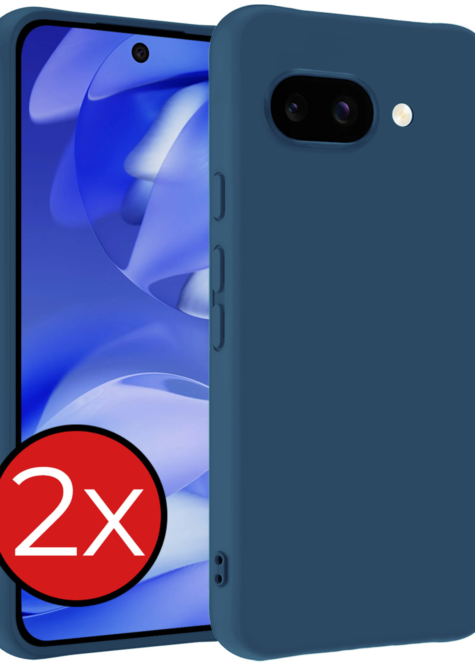 BTH BTH Google Pixel 9a Hoesje Siliconen - Donkerblauw - 2 PACK