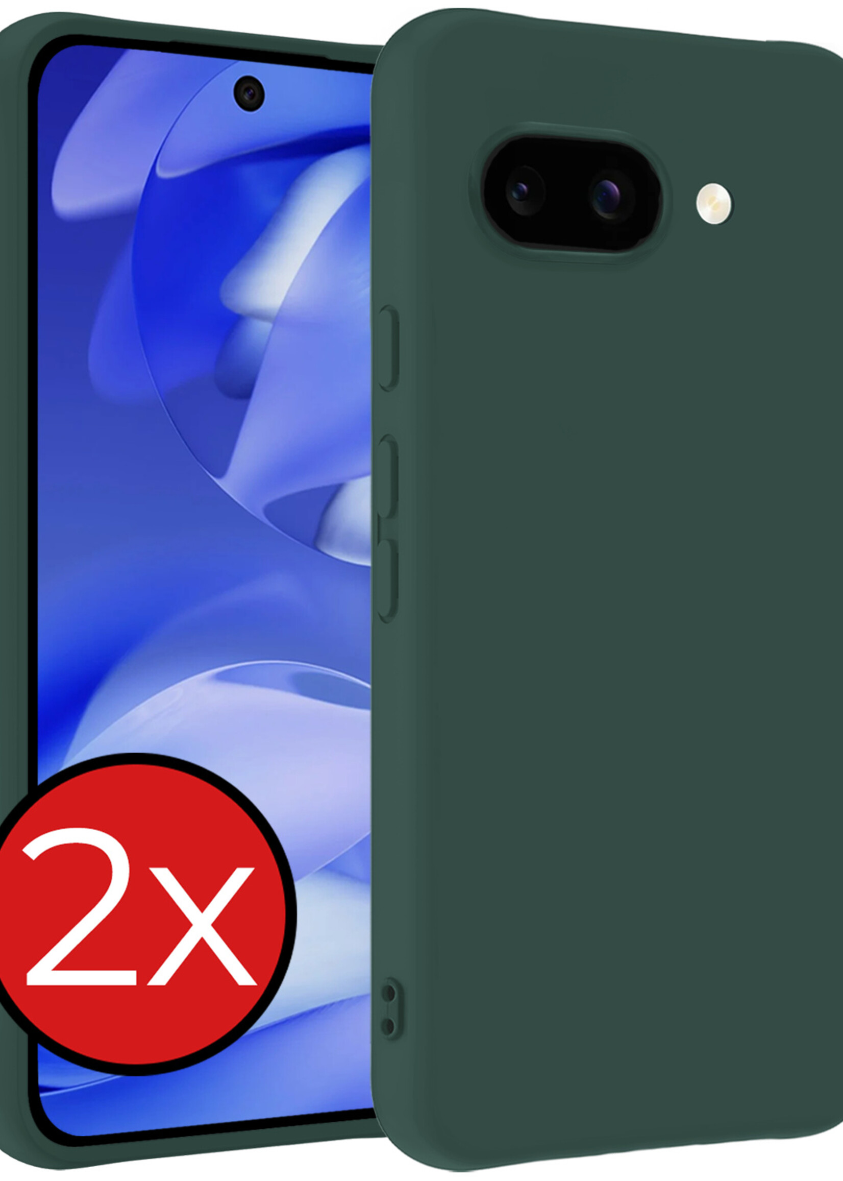 BTH BTH Google Pixel 9a Hoesje Siliconen - Donkergroen - 2 PACK