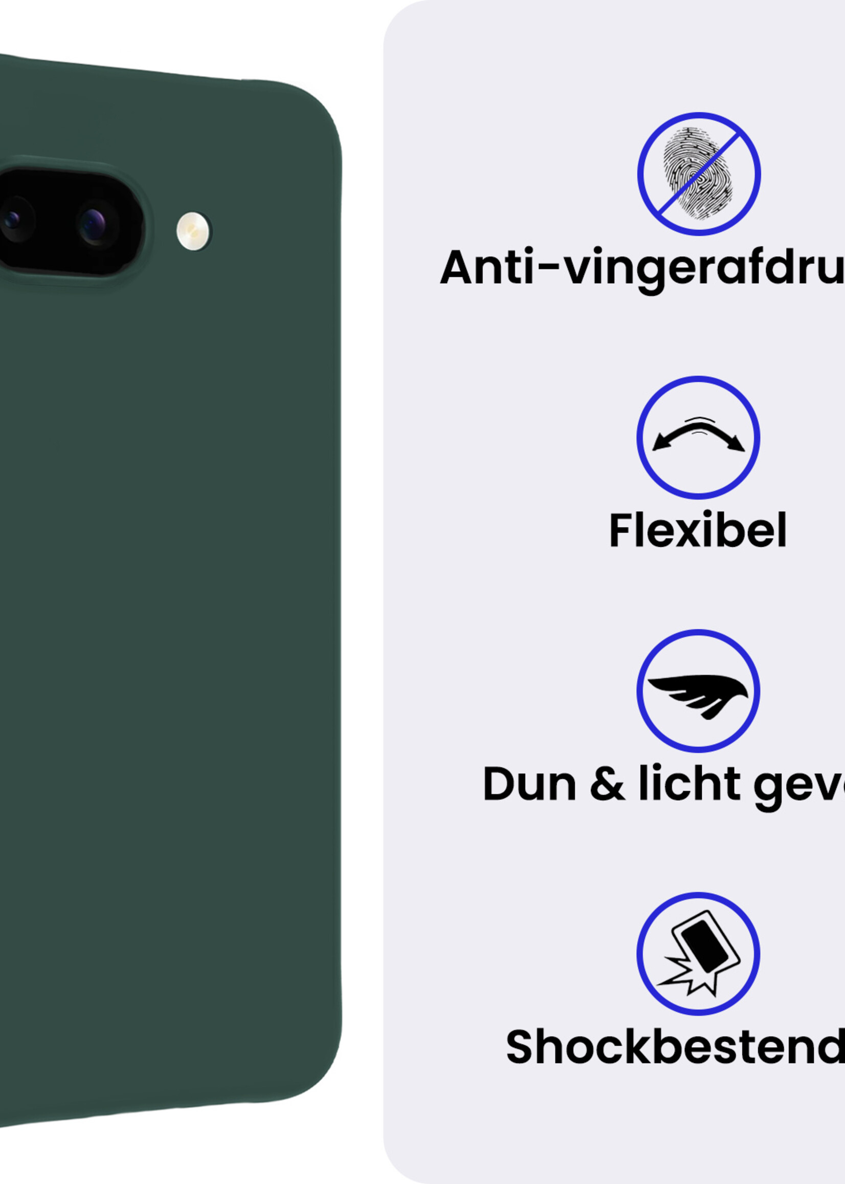 BTH BTH Google Pixel 9a Hoesje Siliconen - Donkergroen - 2 PACK