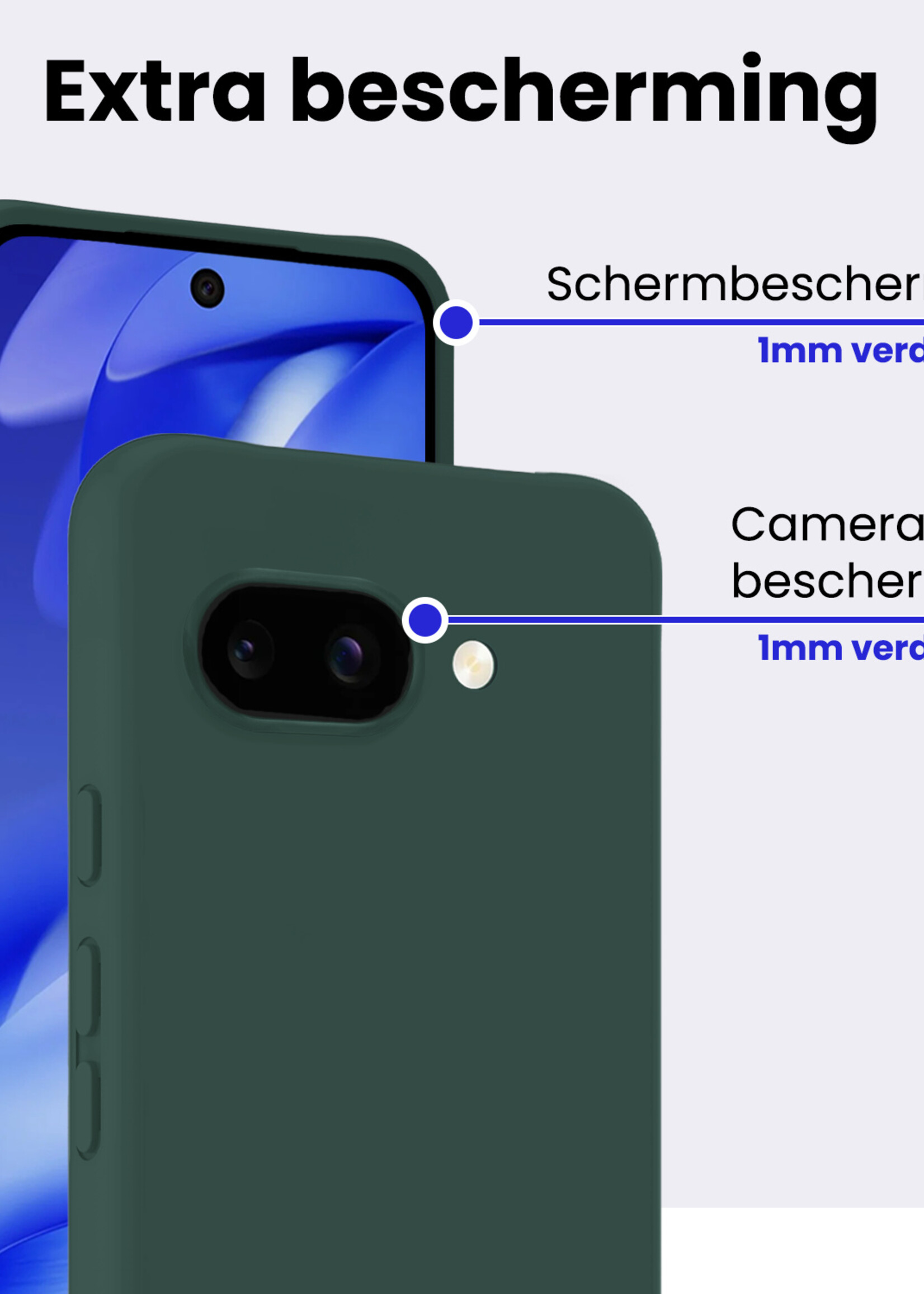 BTH BTH Google Pixel 9a Hoesje Siliconen - Donkergroen - 2 PACK