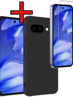 BTH BTH Google Pixel 9a Hoesje Siliconen Met Screenprotector - Zwart
