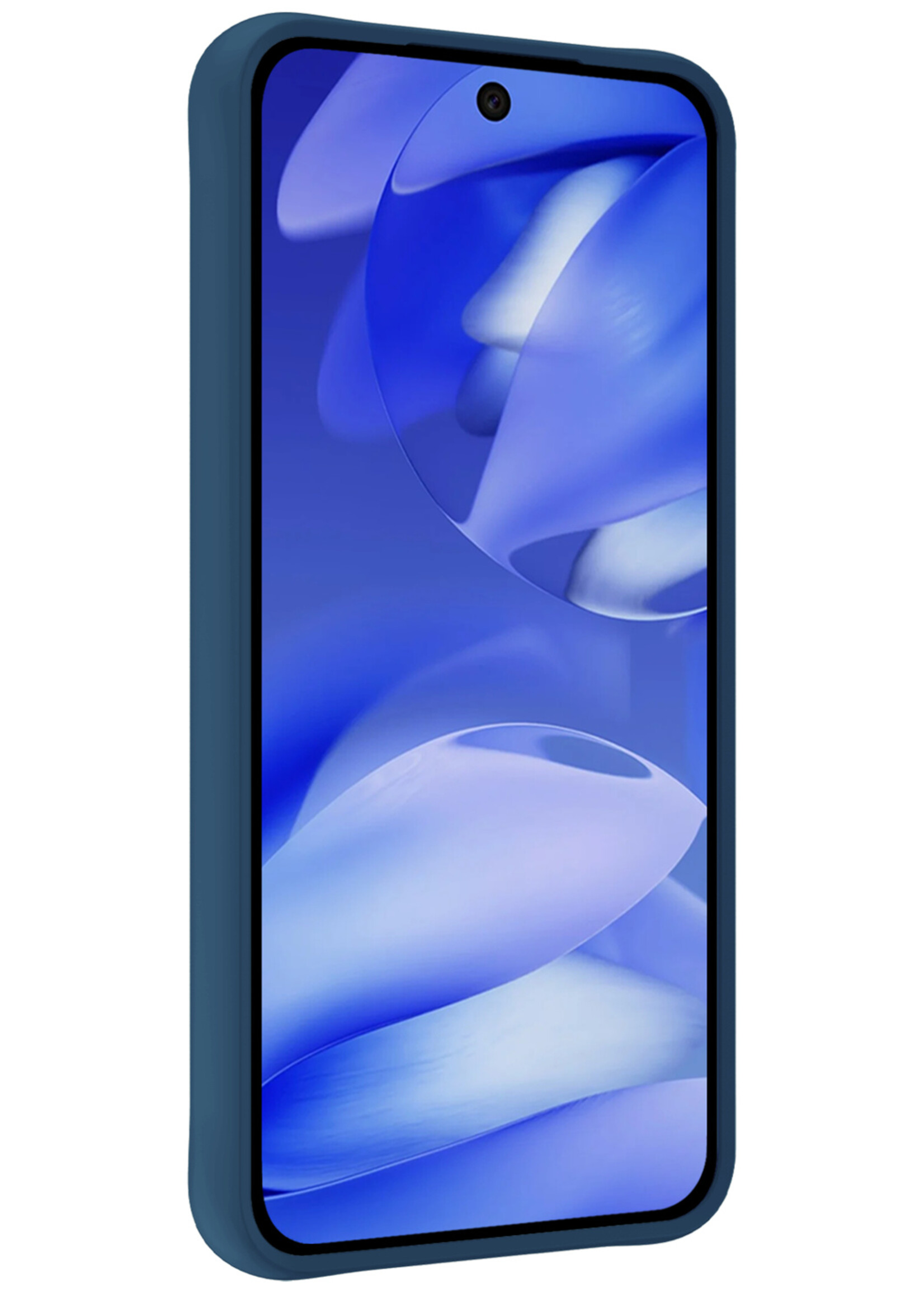 BTH BTH Google Pixel 9a Hoesje Siliconen Met 2x Screenprotector - Donkerblauw