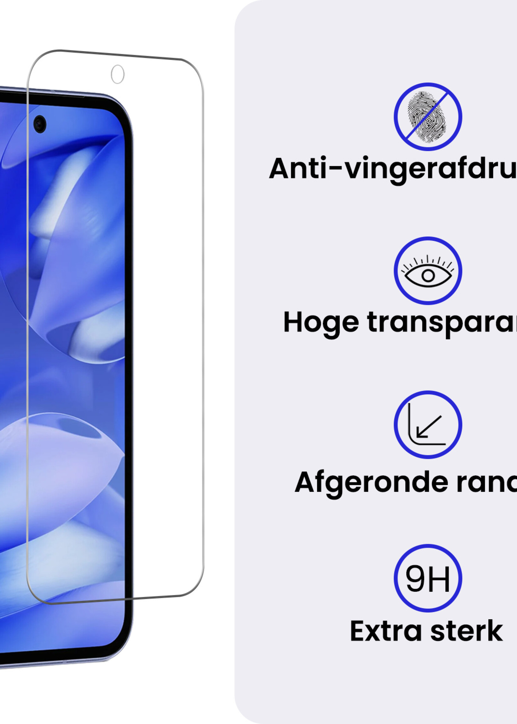 BTH BTH Google Pixel 9a Hoesje Siliconen Met 2x Screenprotector - Lichtblauw