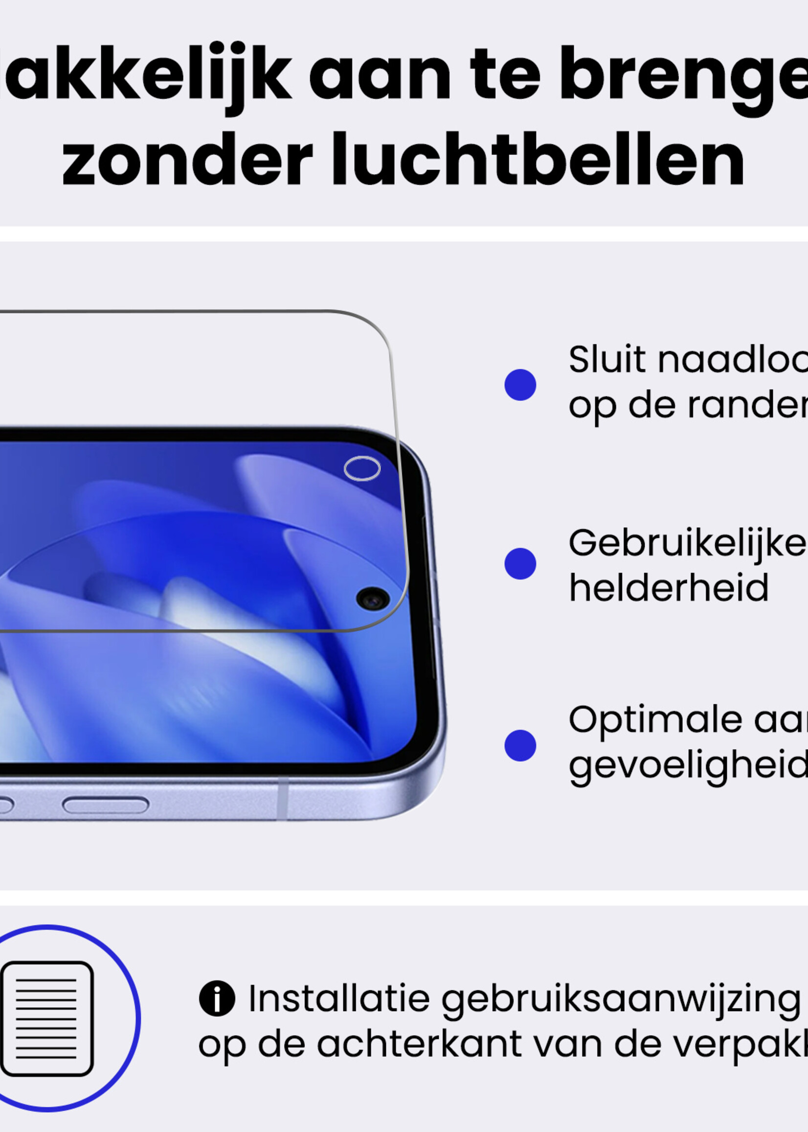 BTH BTH Google Pixel 9a Hoesje Siliconen Met 2x Screenprotector - Lichtblauw