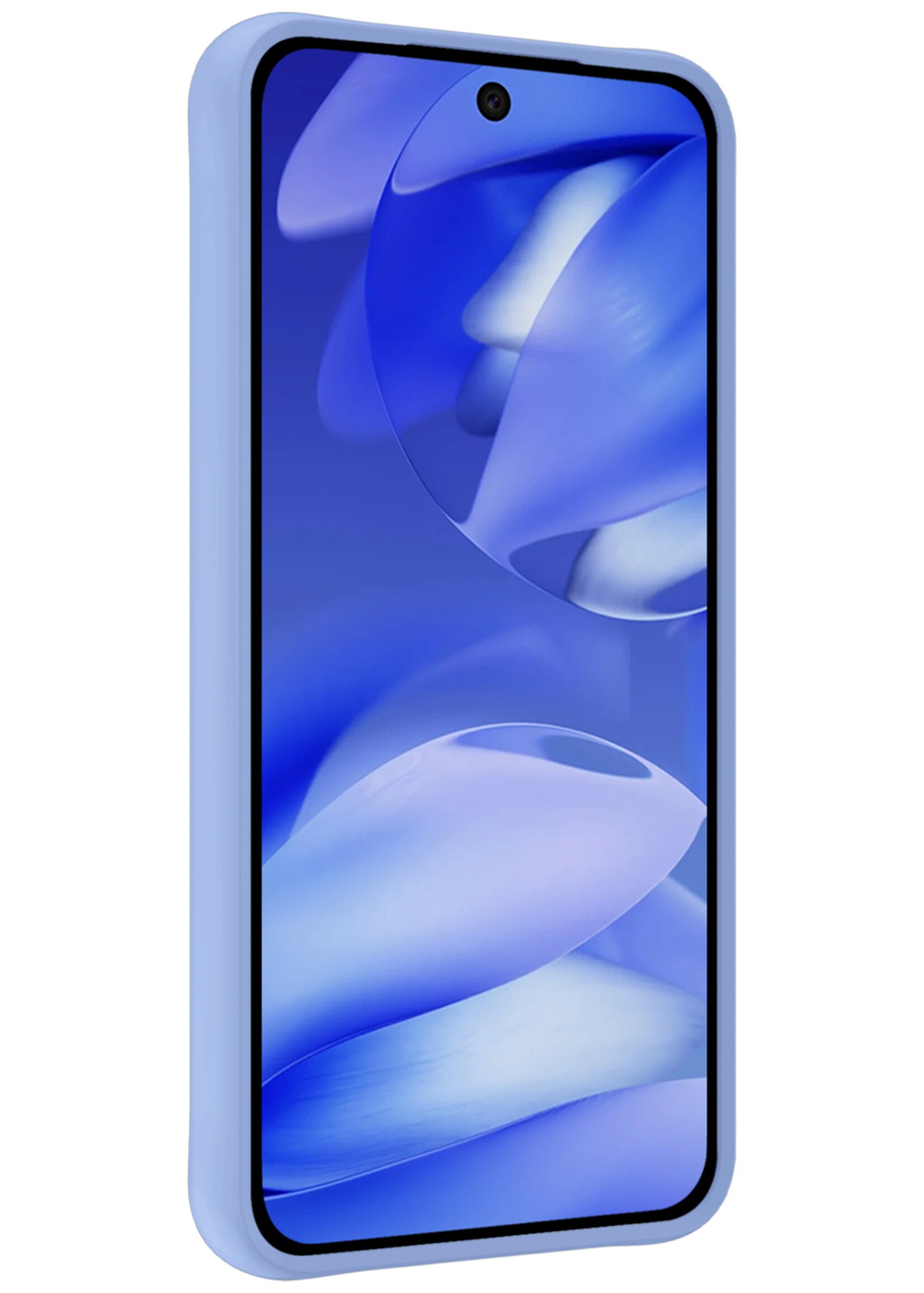 BTH BTH Google Pixel 9a Hoesje Siliconen Met 2x Screenprotector - Lichtblauw